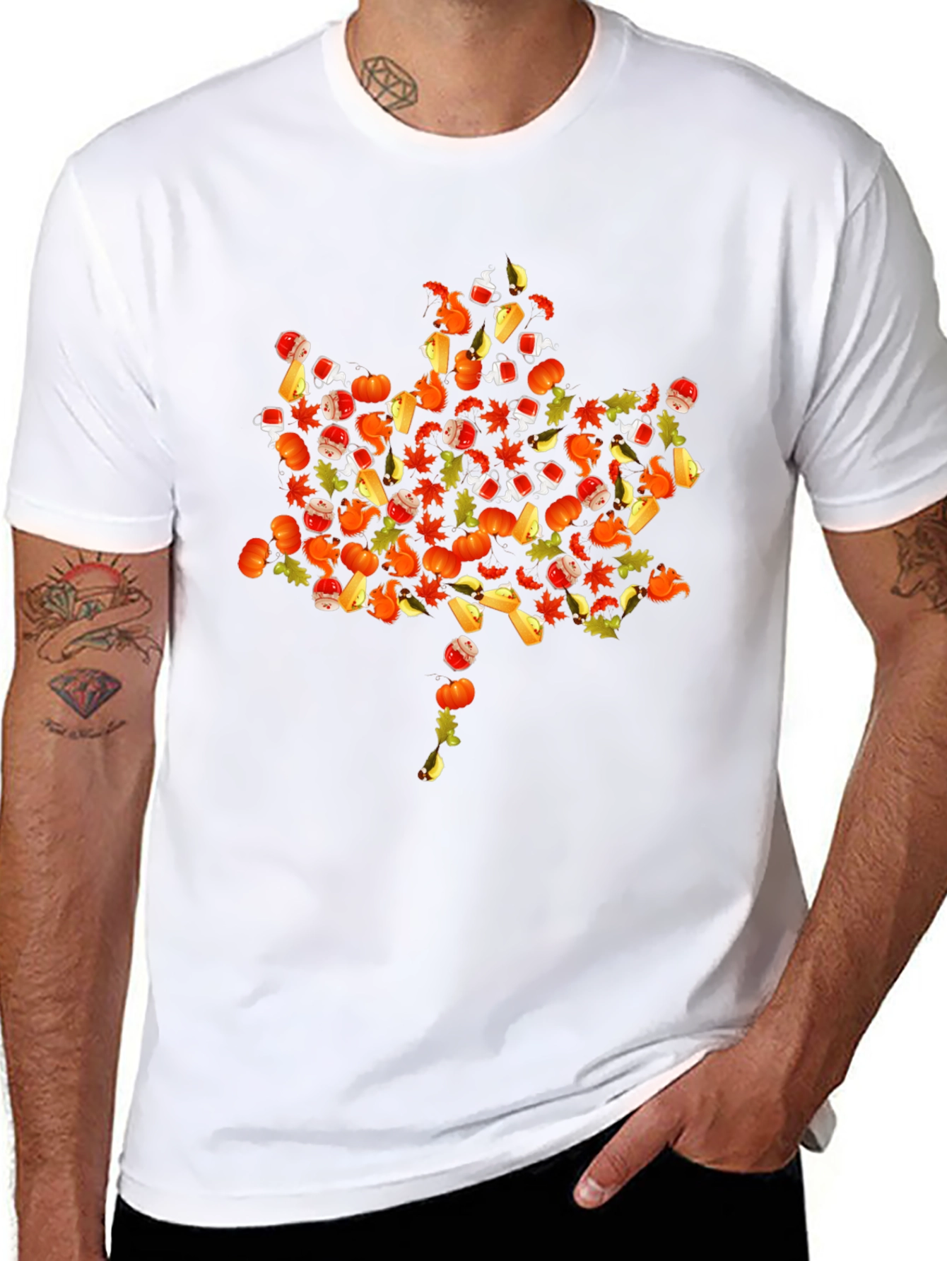 Fall Harvest Graphic Tee - Maple Leaf Design