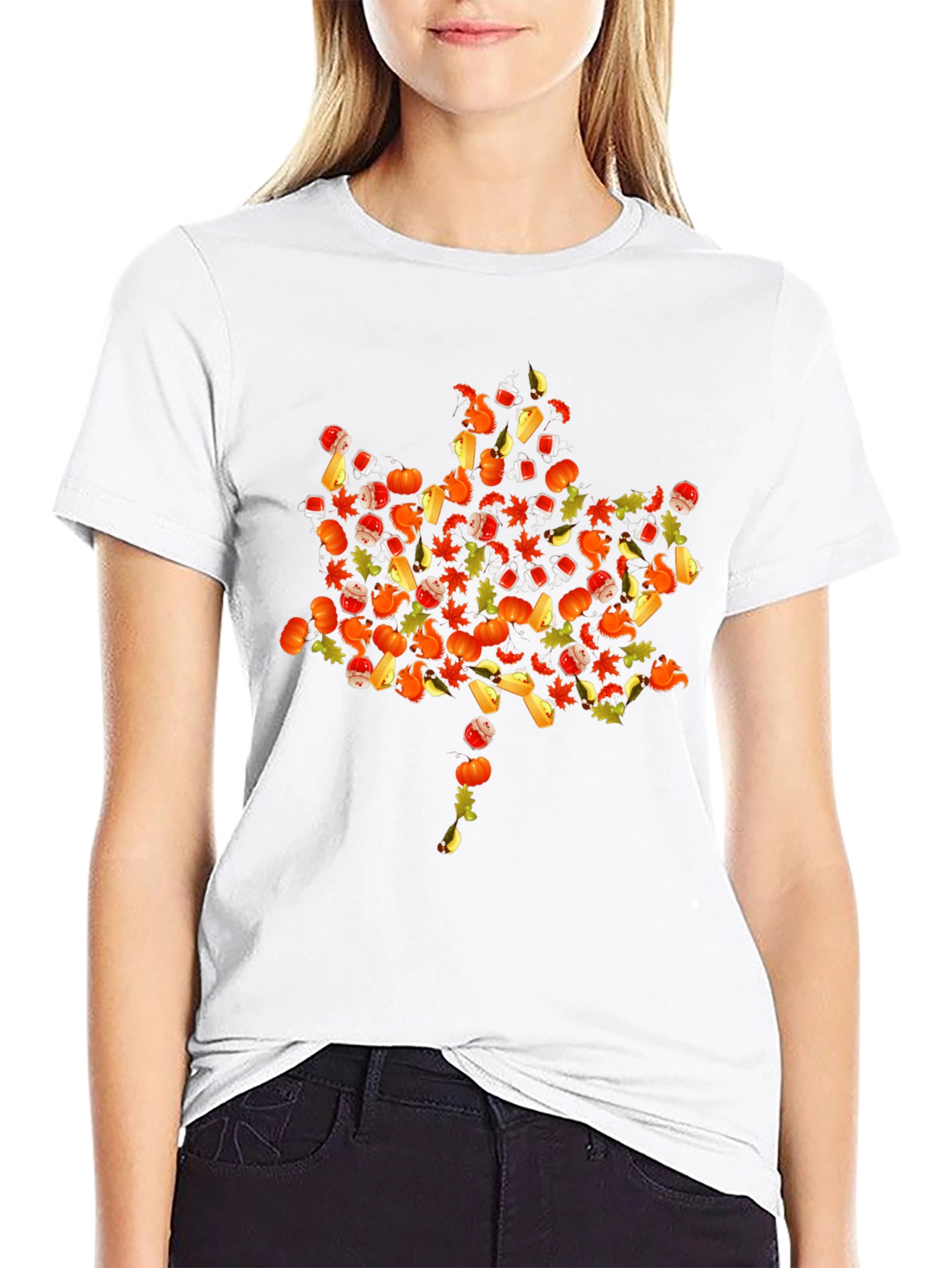 Fall Harvest Graphic Tee - Maple Leaf Design