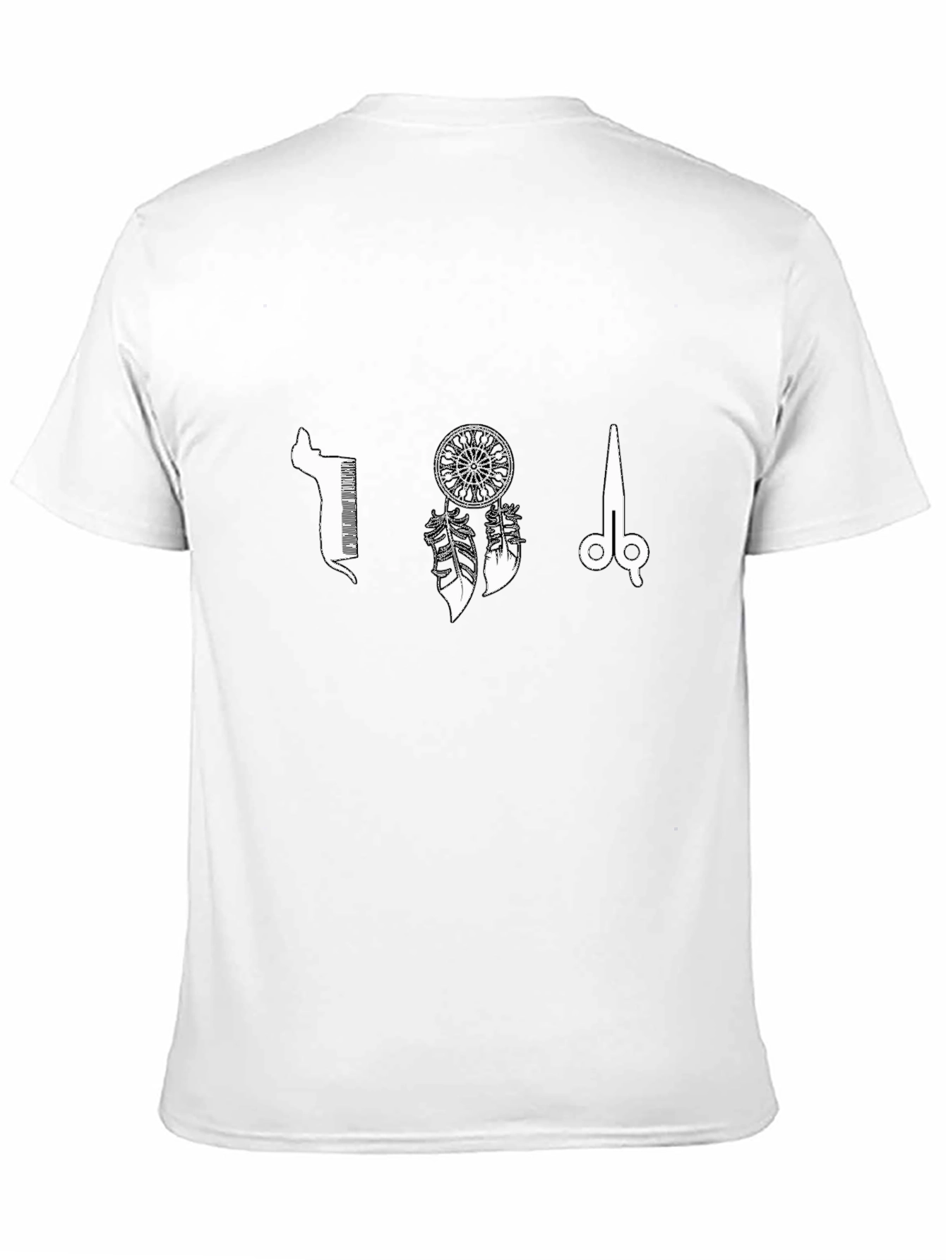 Black Graphic T-Shirt: Barber Dreamcatcher Scissor Design