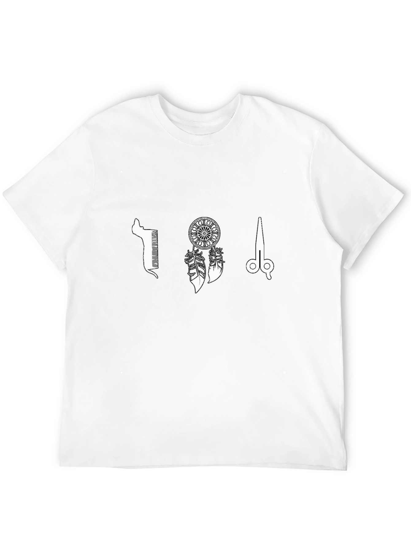 Black Graphic T-Shirt: Barber Dreamcatcher Scissor Design