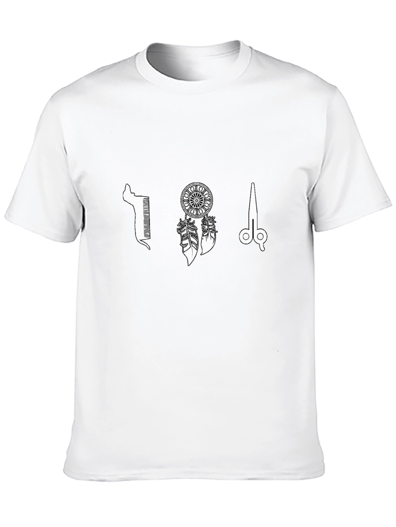 Black Graphic T-Shirt: Barber Dreamcatcher Scissor Design