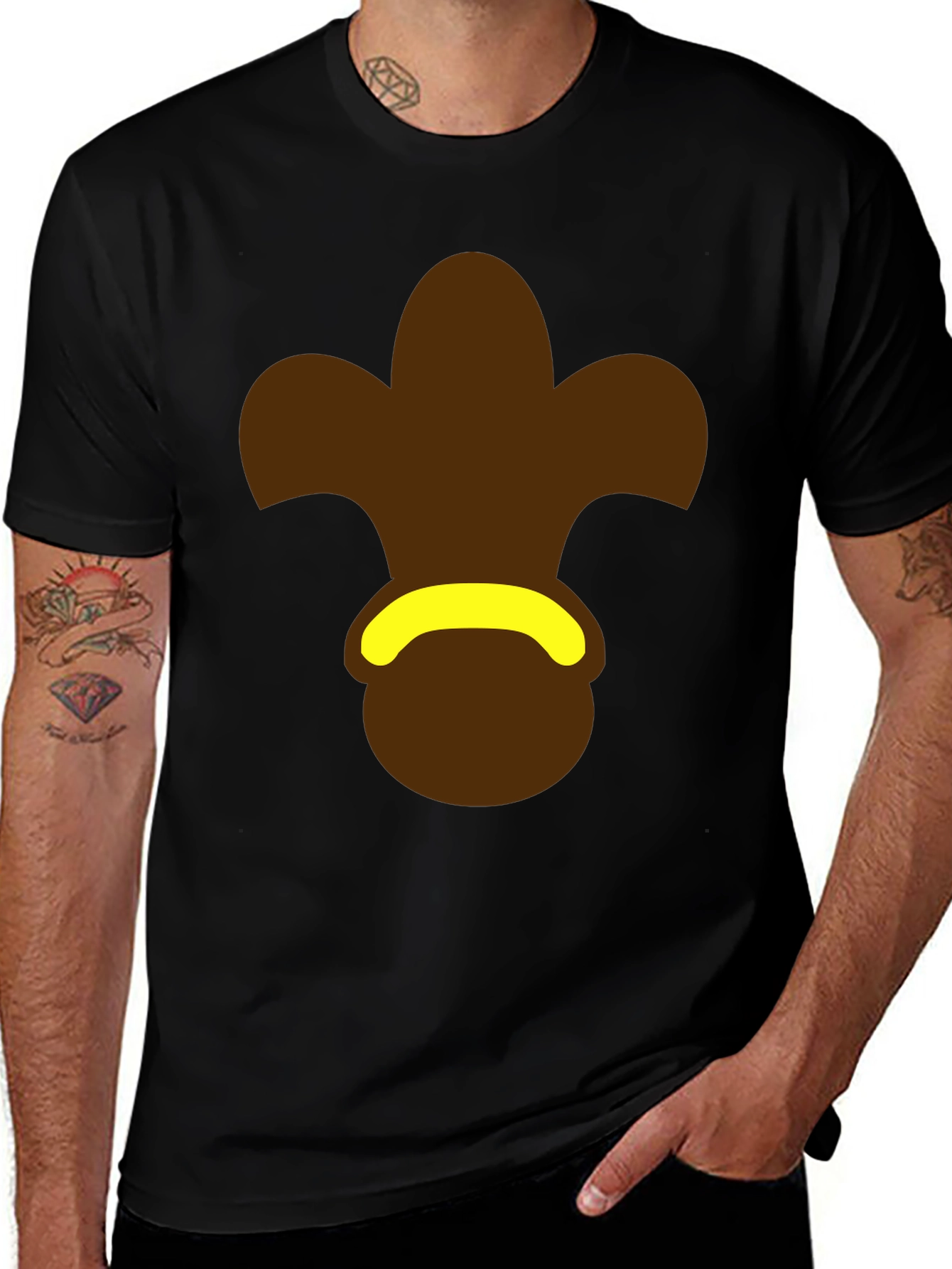 Brown Fleur-de-Lis Black T-Shirt