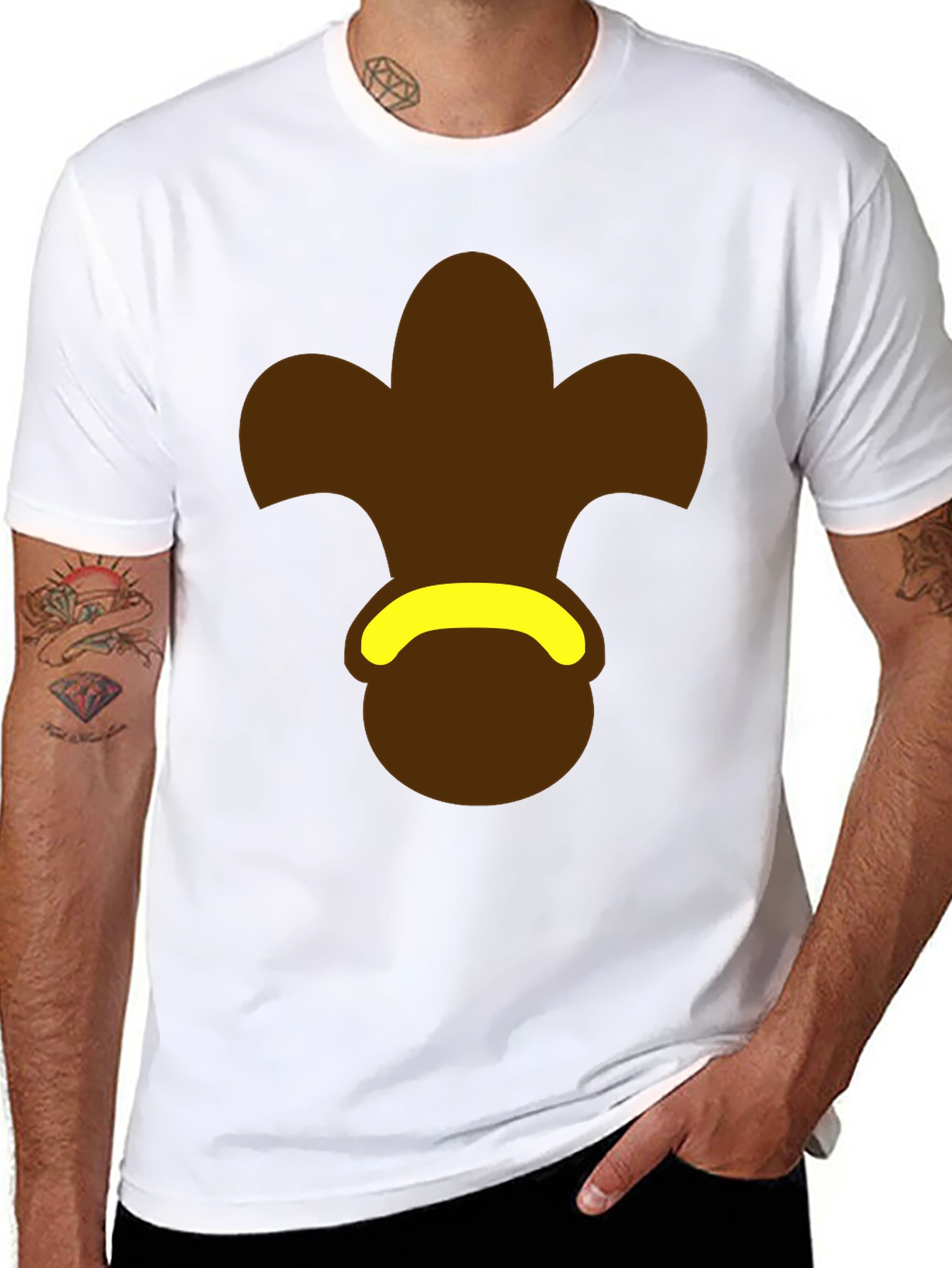 Brown Fleur-de-Lis Black T-Shirt