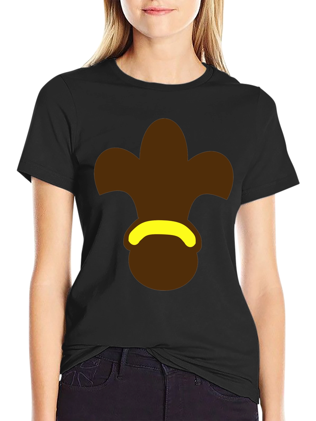 Brown Fleur-de-Lis Black T-Shirt
