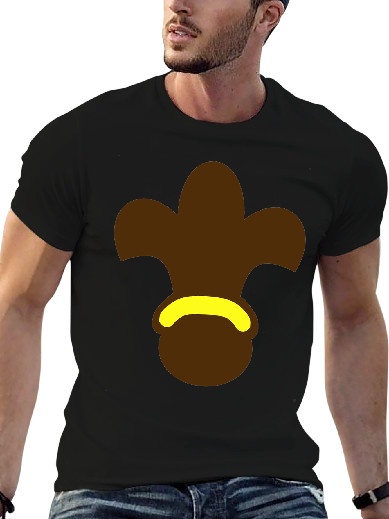 Brown Fleur-de-Lis Black T-Shirt