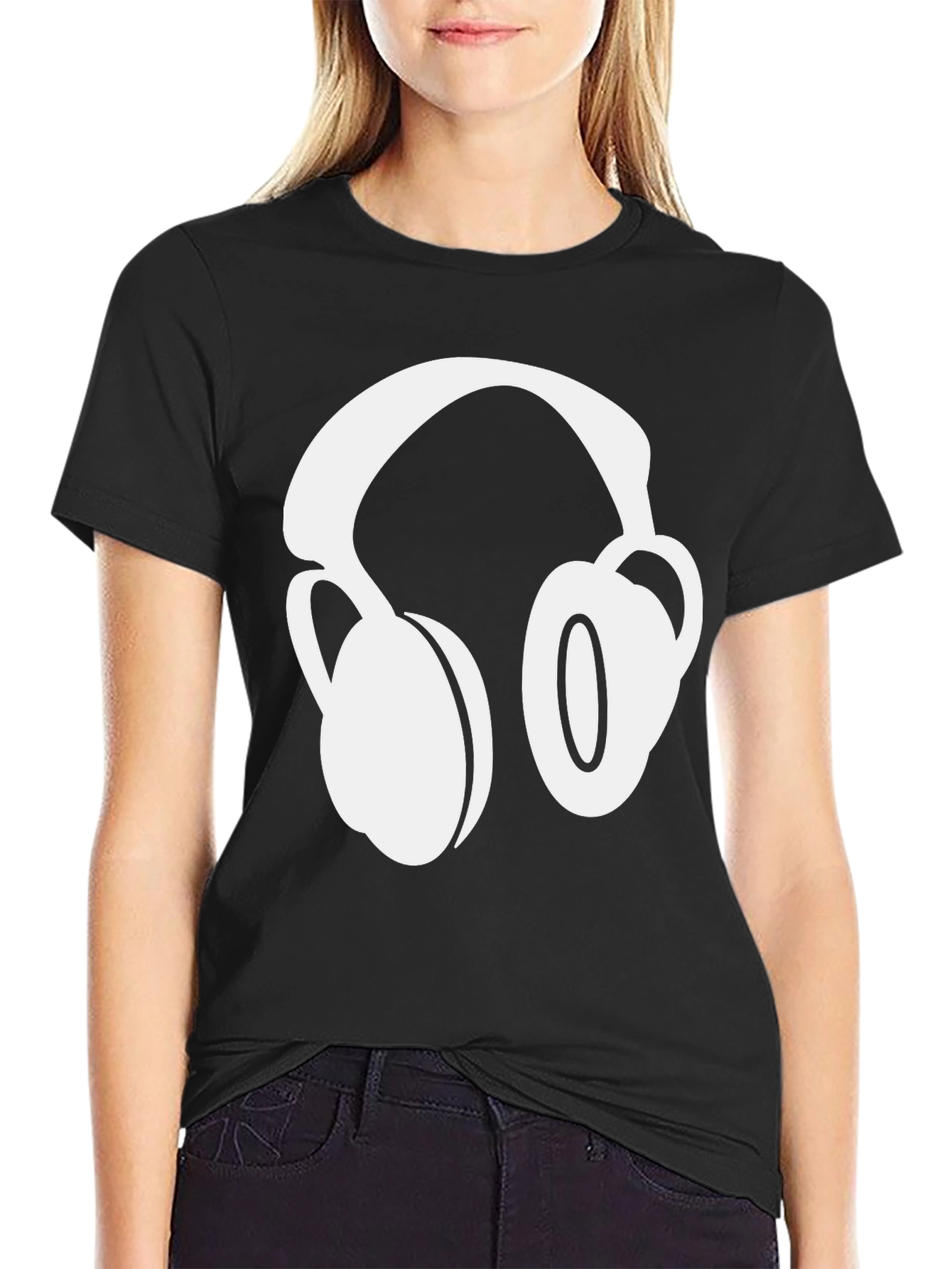 Headphones Graphic Black T-Shirt