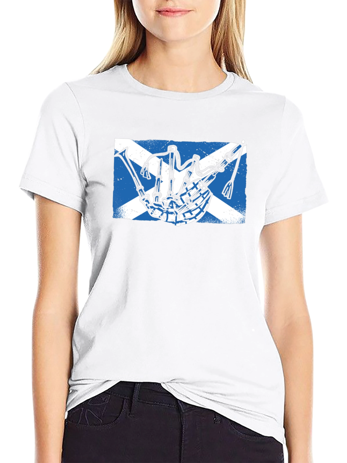 Scottish Bagpipe Flag Graphic Tee - Black