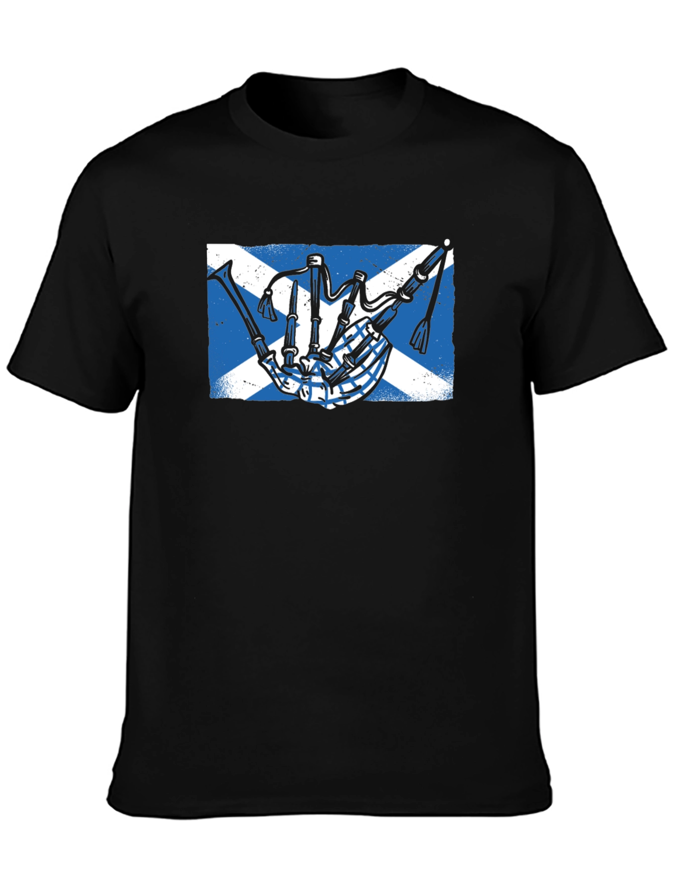 Scottish Bagpipe Flag Graphic Tee - Black