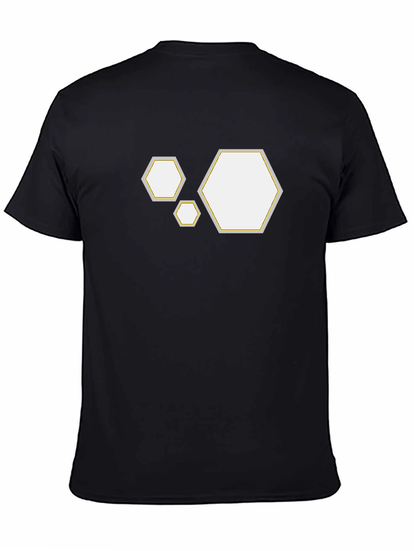 Geometric Hexagon Pattern Black T-Shirt