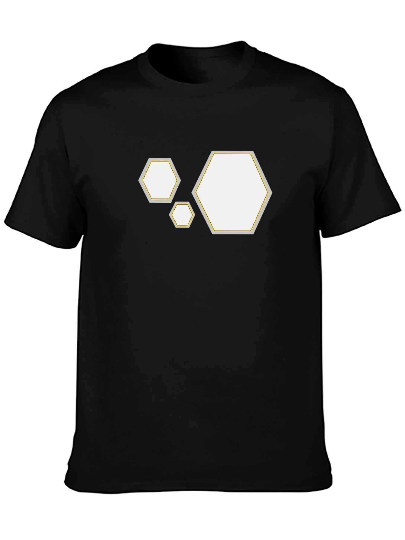 Geometric Hexagon Pattern Black T-Shirt