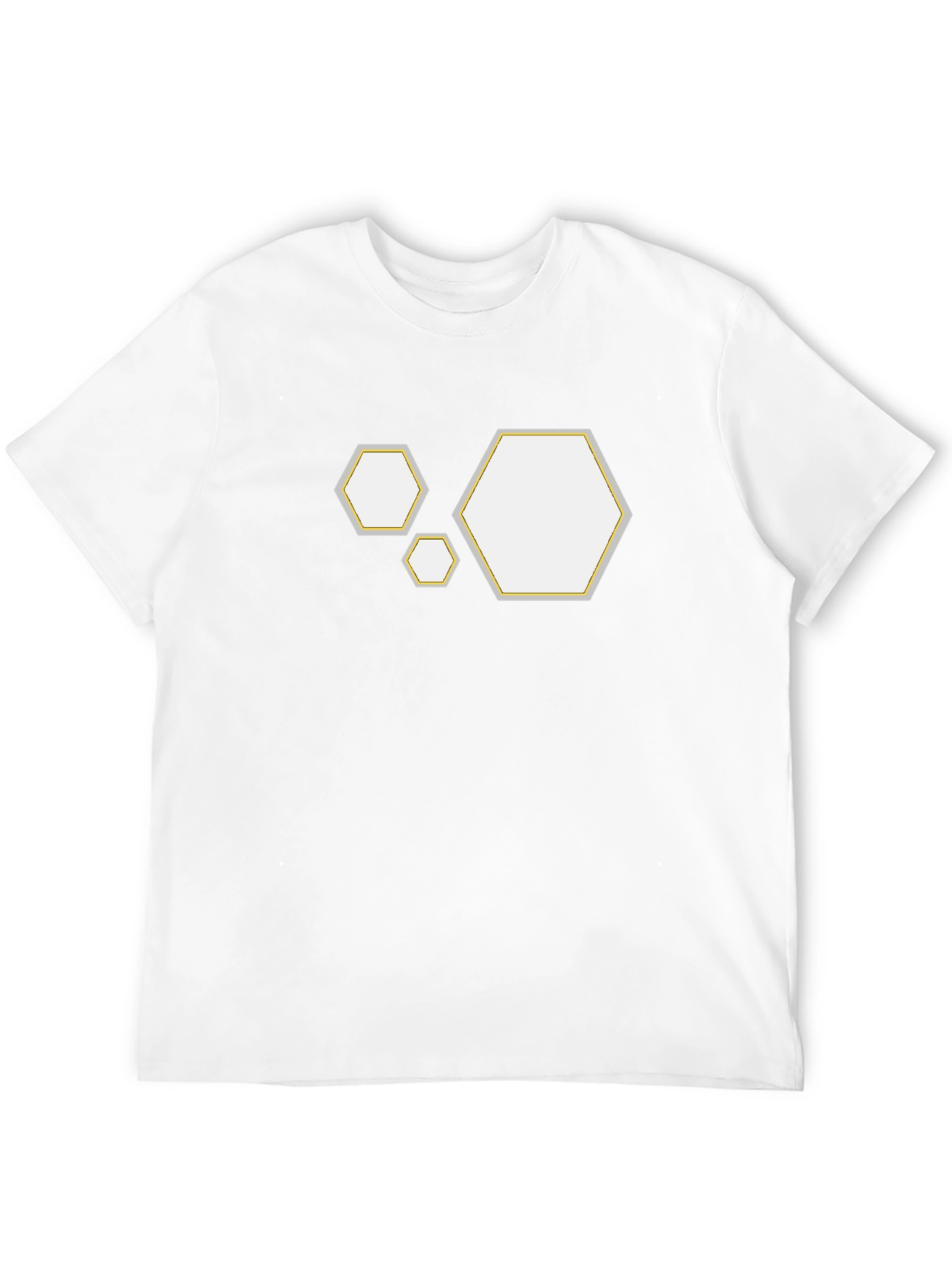 Geometric Hexagon Pattern Black T-Shirt