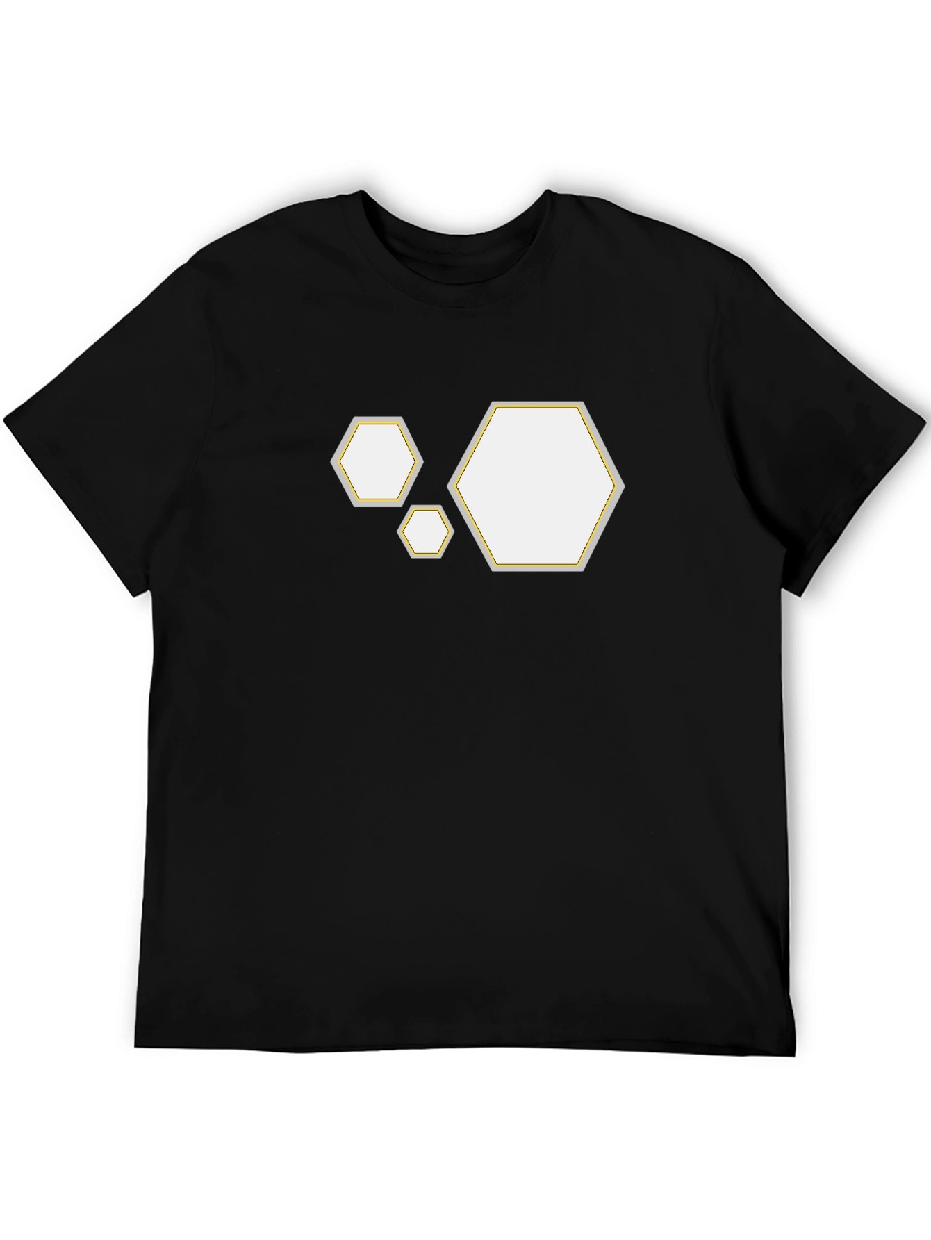 Geometric Hexagon Pattern Black T-Shirt