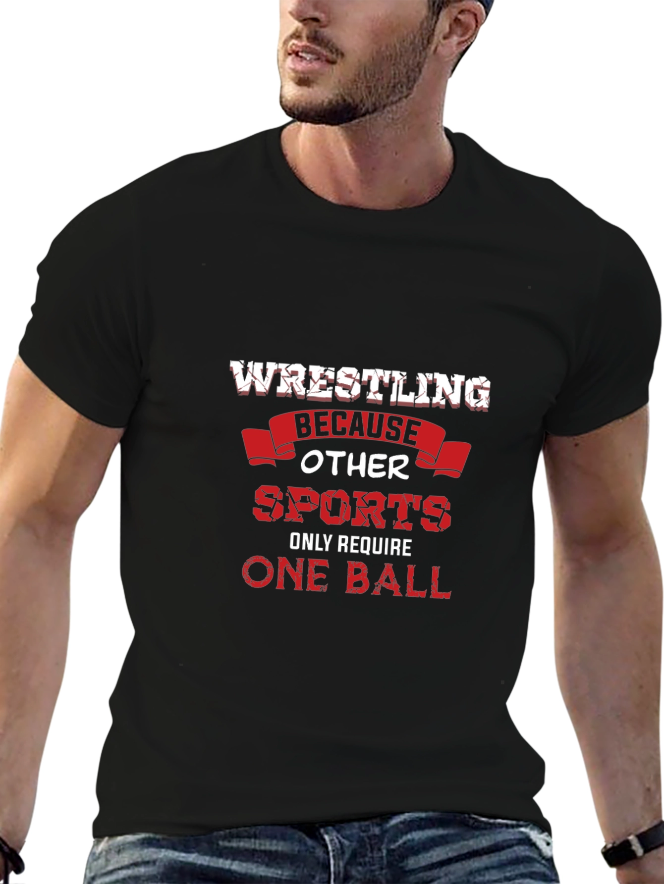 Wrestling One Ball T-Shirt - Black Graphic Tee