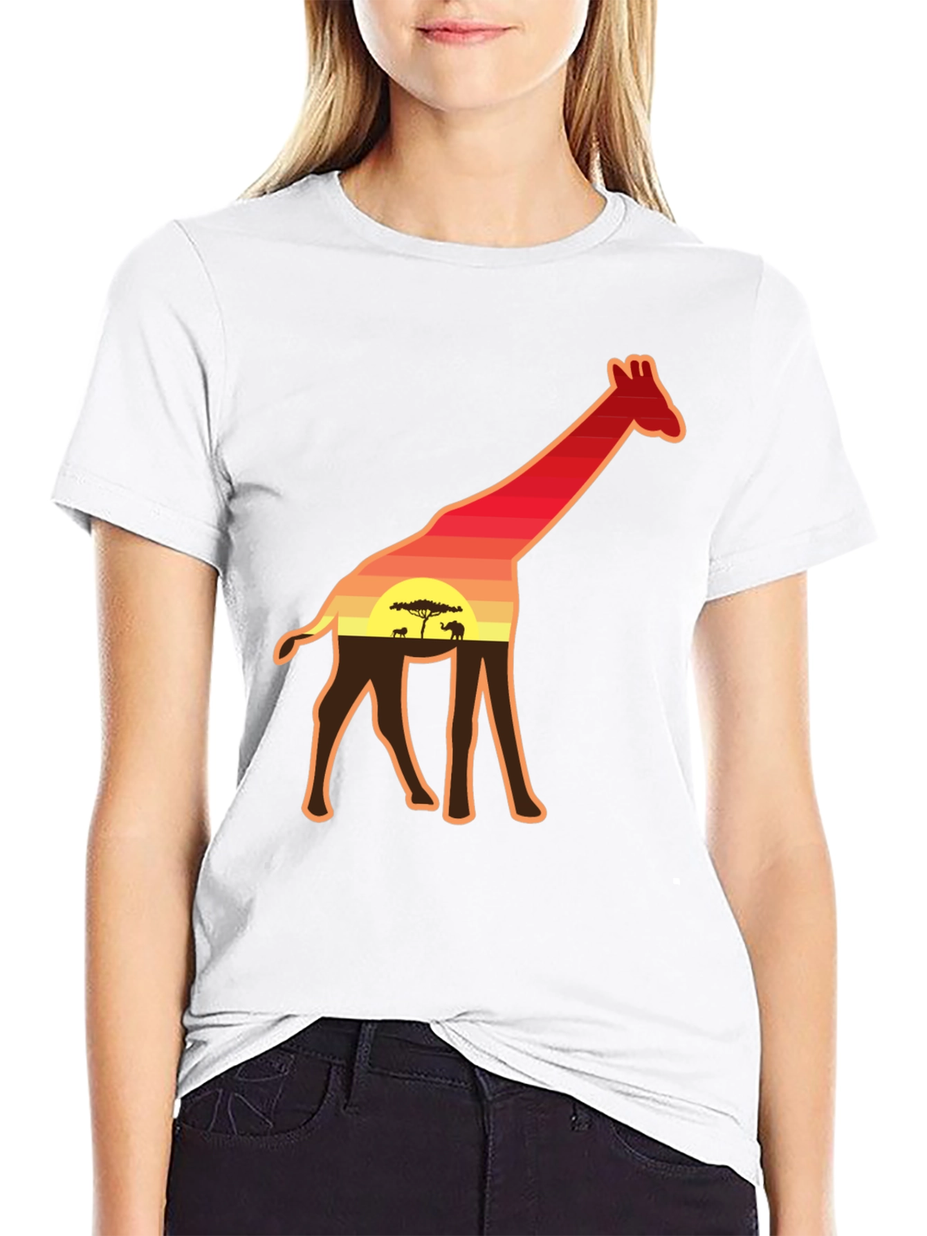 Giraffe Sunset Graphic Tee