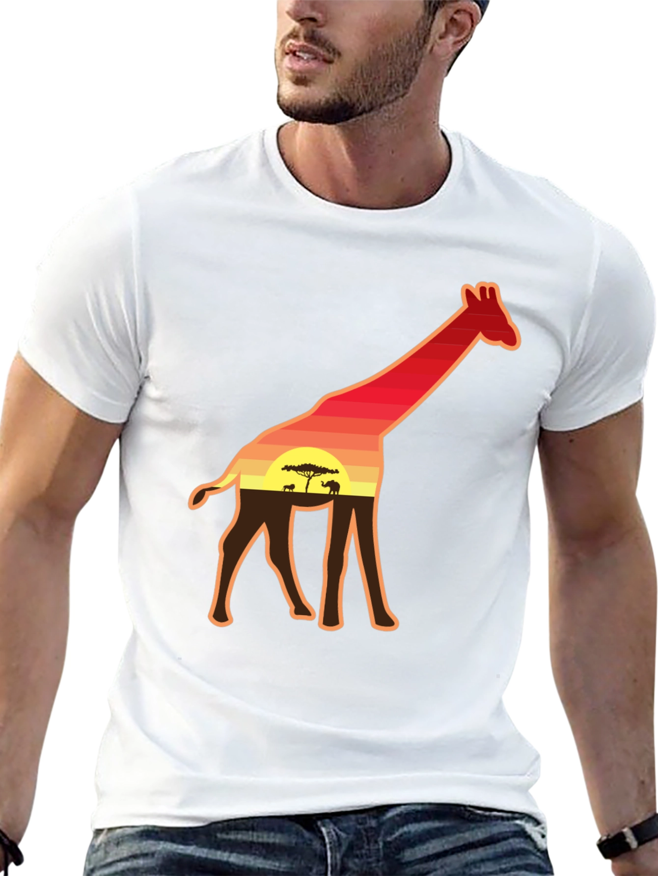 Giraffe Sunset Graphic Tee