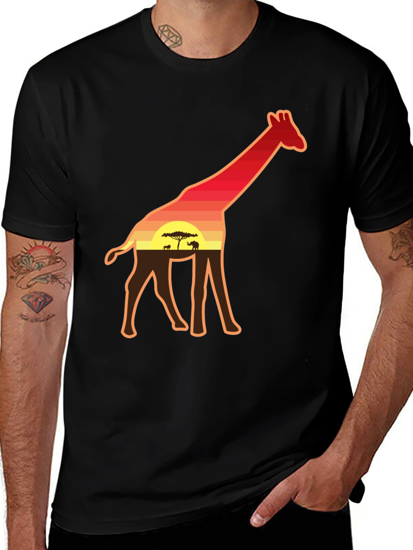 Giraffe Sunset Graphic Tee