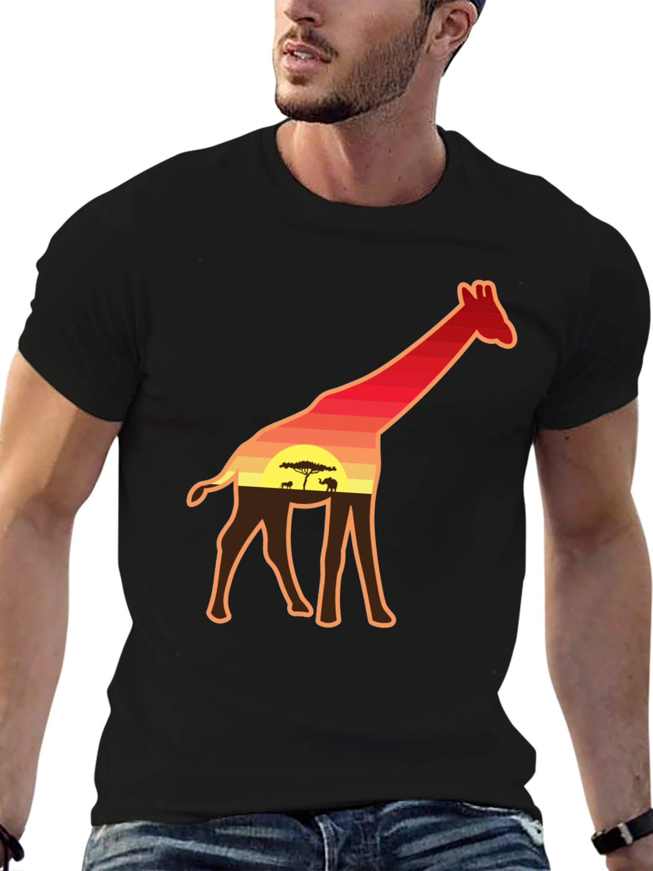 Giraffe Sunset Graphic Tee