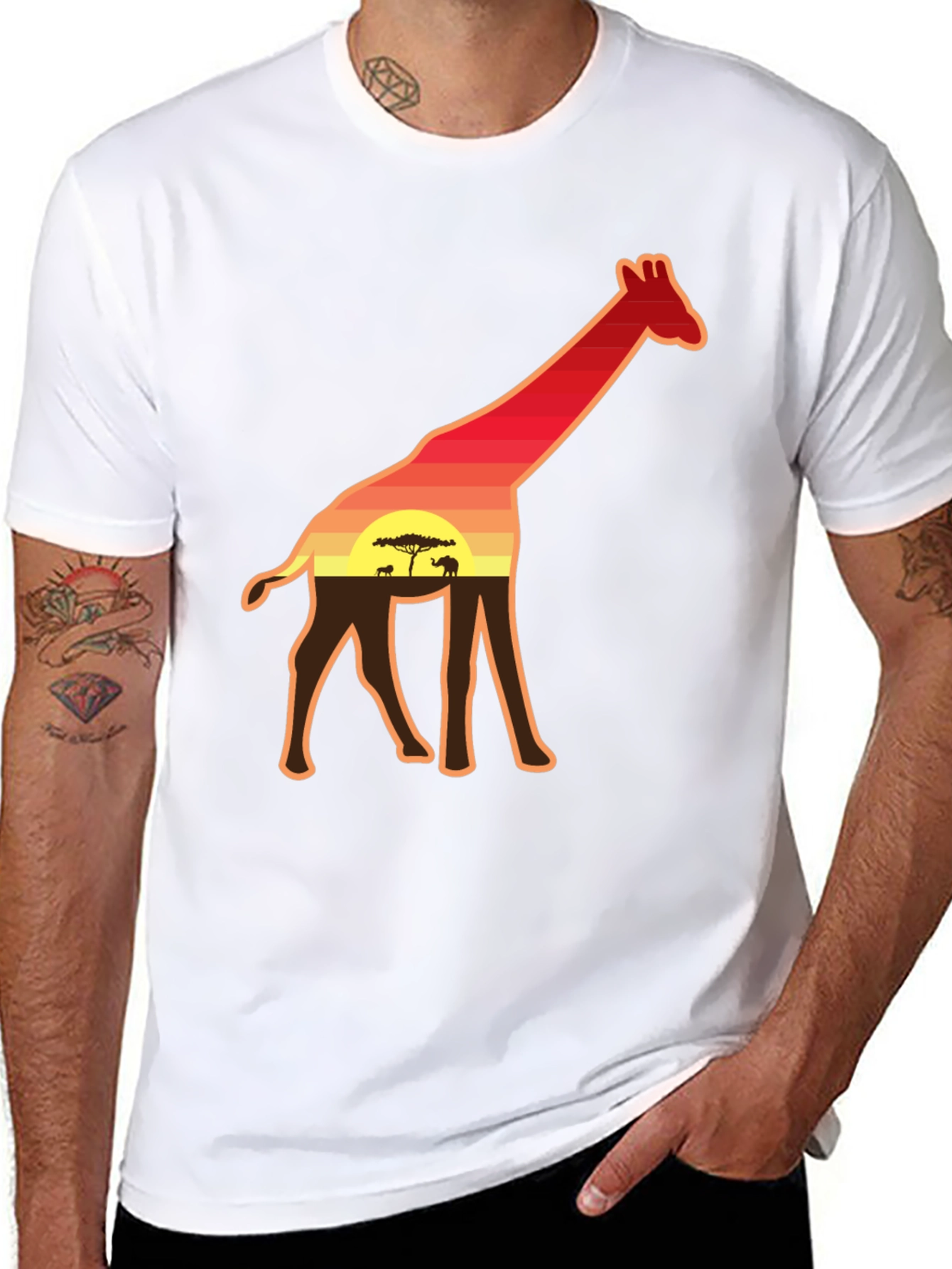 Giraffe Sunset Graphic Tee