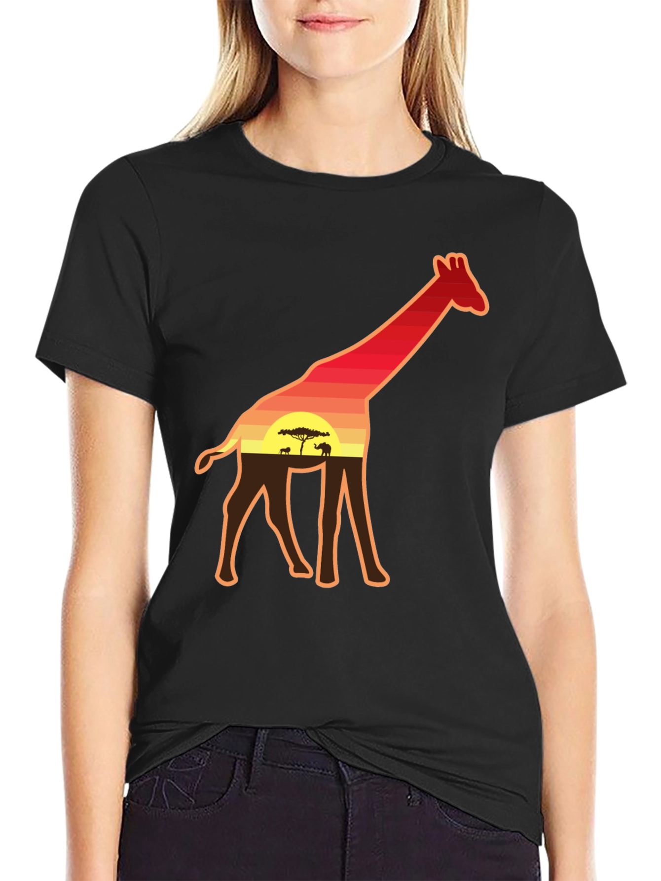 Giraffe Sunset Graphic Tee