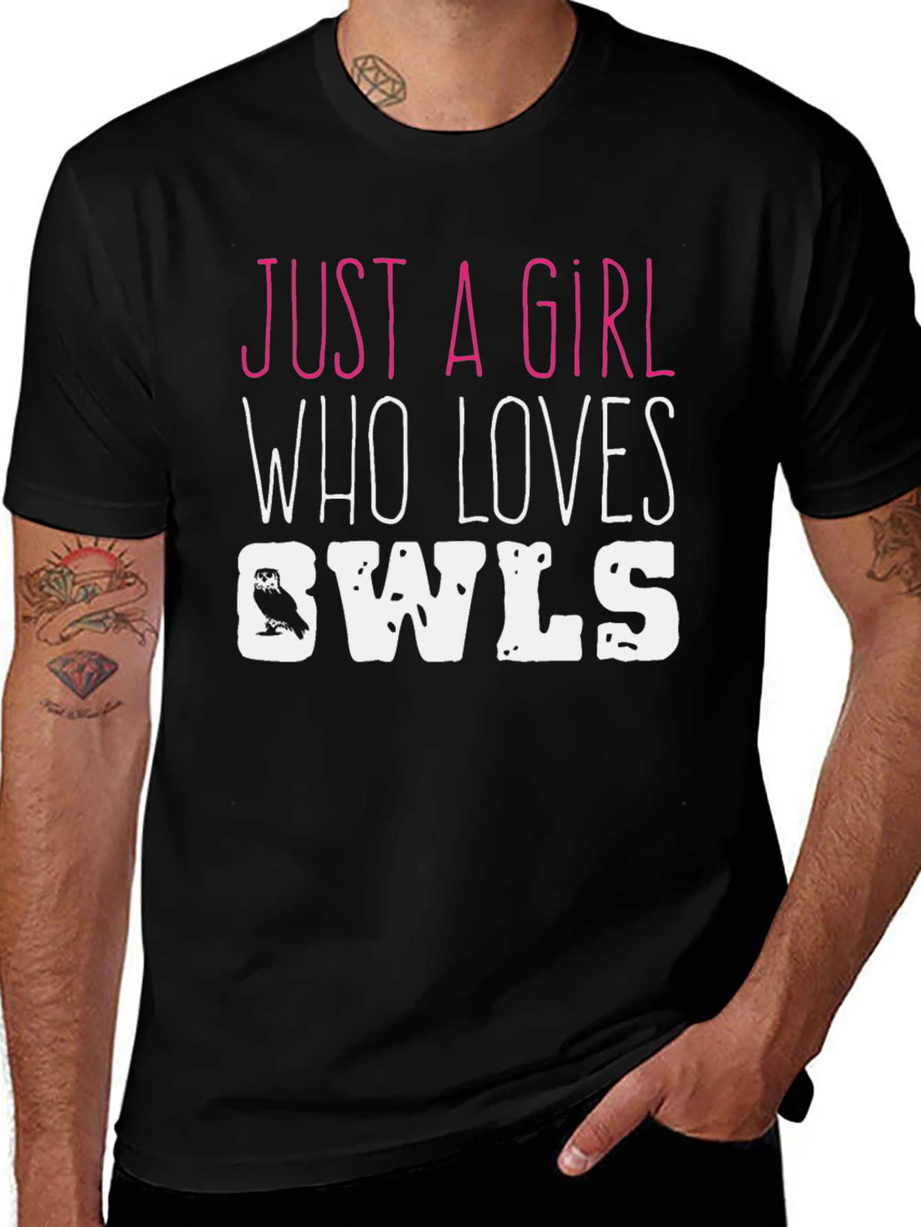 Just A Girl Who Loves Owls Black T-Shirt