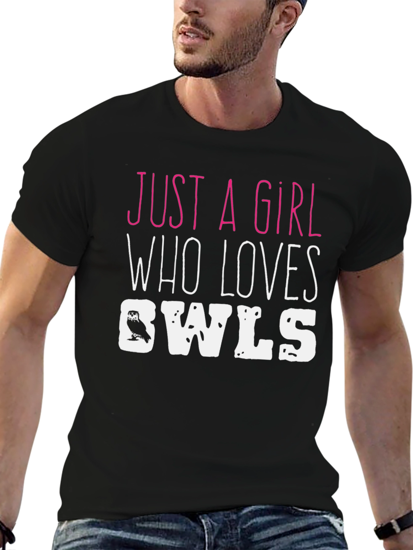 Just A Girl Who Loves Owls Black T-Shirt
