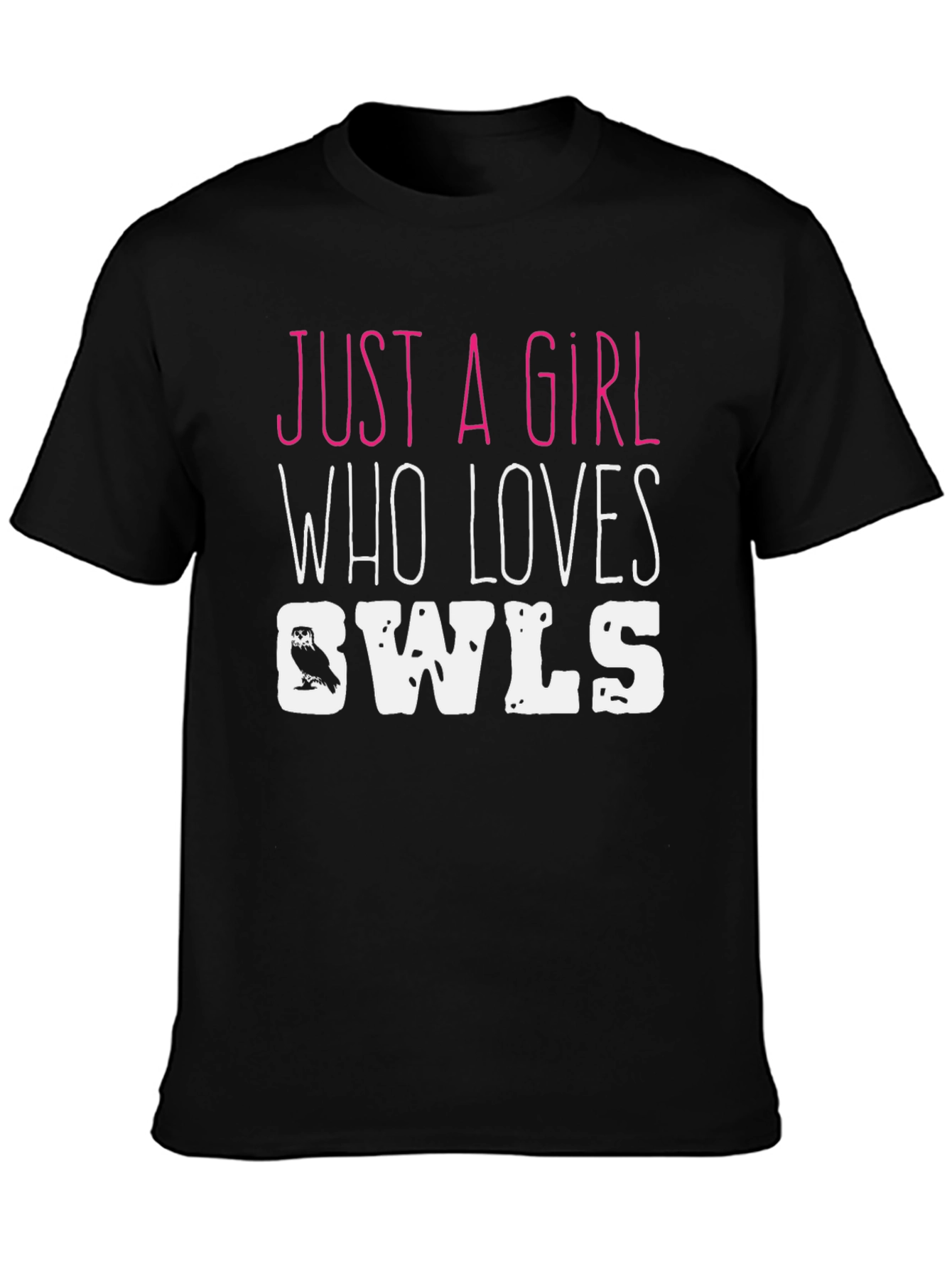 Just A Girl Who Loves Owls Black T-Shirt
