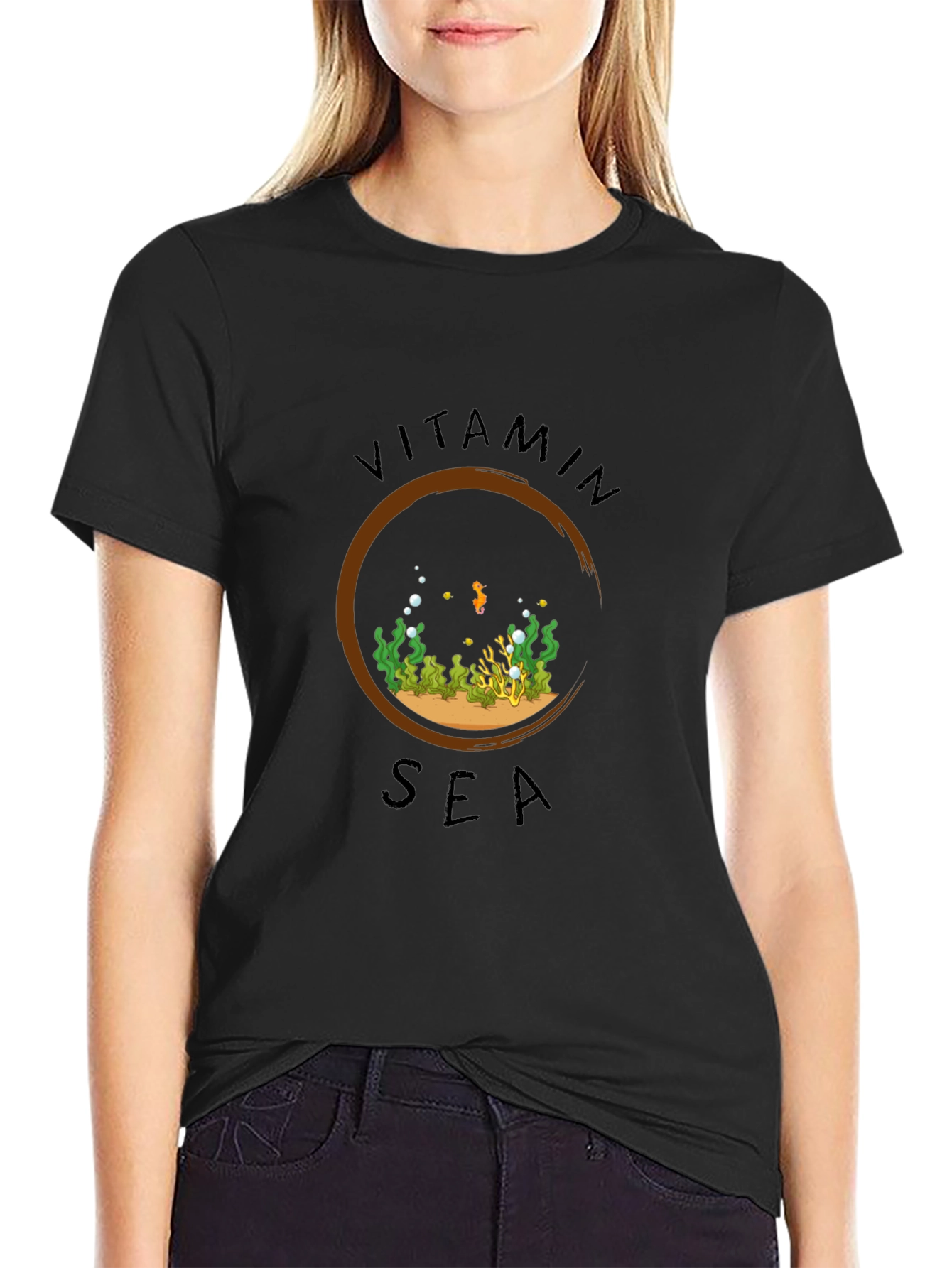 Vitamin Sea Black Graphic Tee - Ocean Lover Shirt