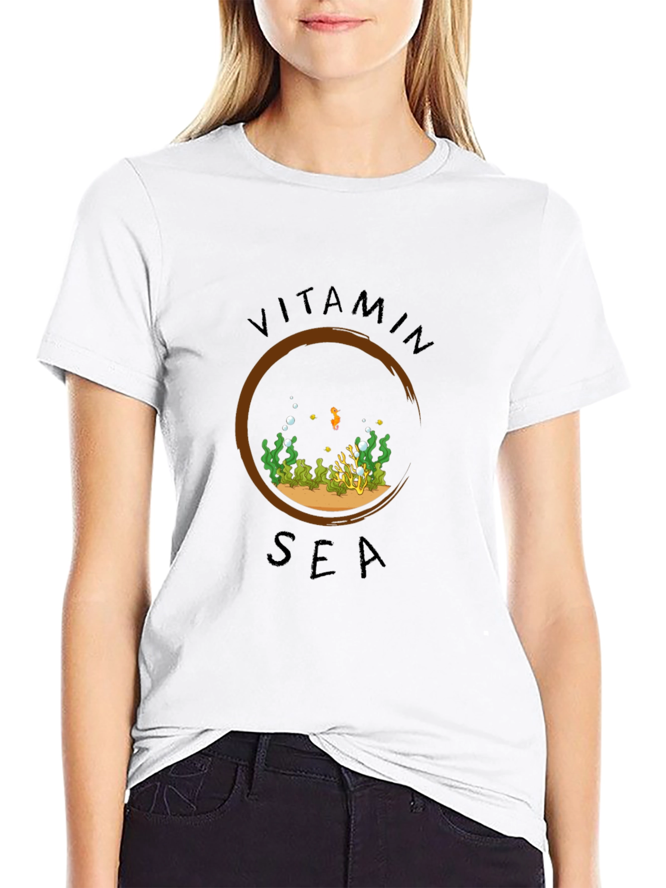 Vitamin Sea Black Graphic Tee - Ocean Lover Shirt