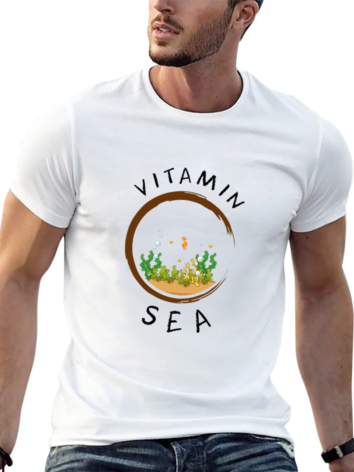 Vitamin Sea Black Graphic Tee - Ocean Lover Shirt
