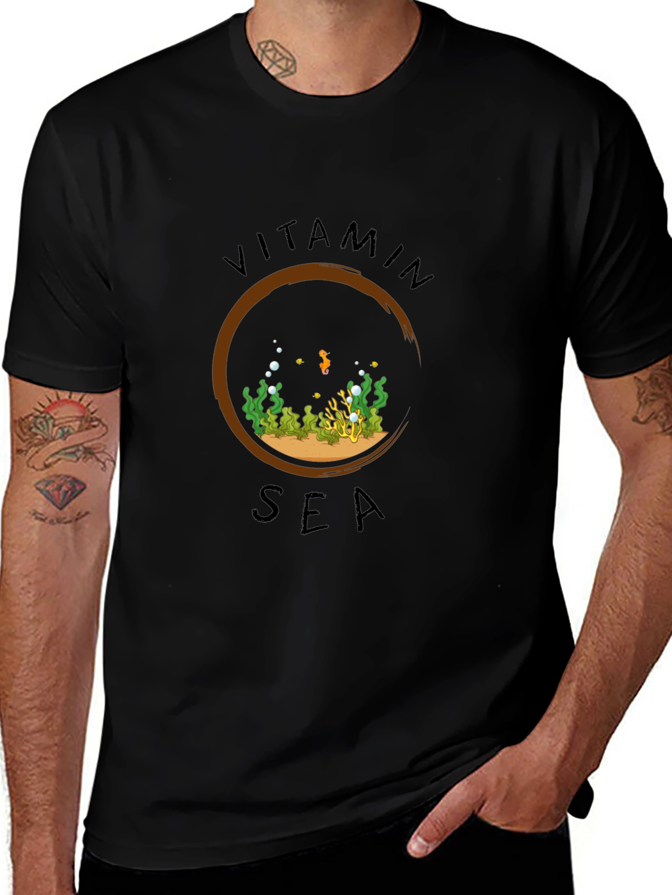Vitamin Sea Black Graphic Tee - Ocean Lover Shirt