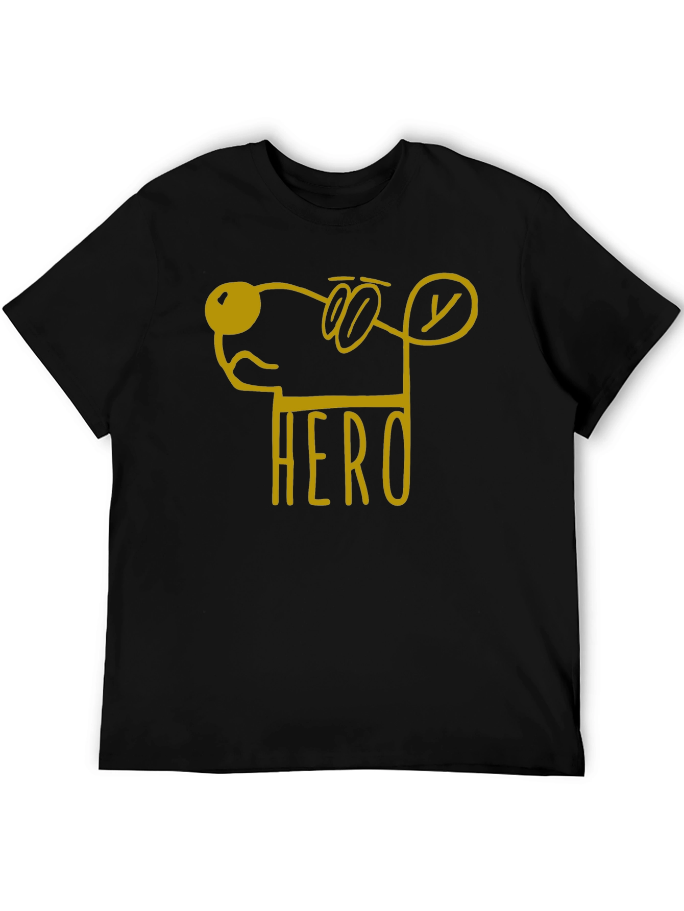 Hero Dog Cartoon Graphic Tee - Unisex Black T-Shirt