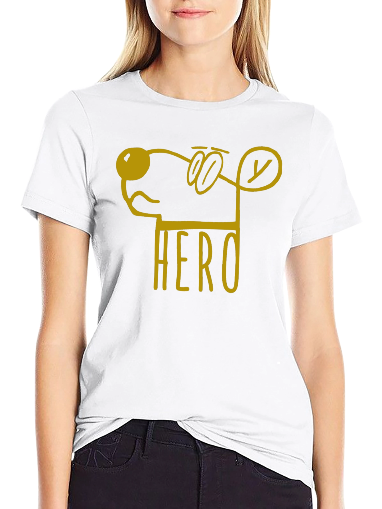 Hero Dog Cartoon Graphic Tee - Unisex Black T-Shirt