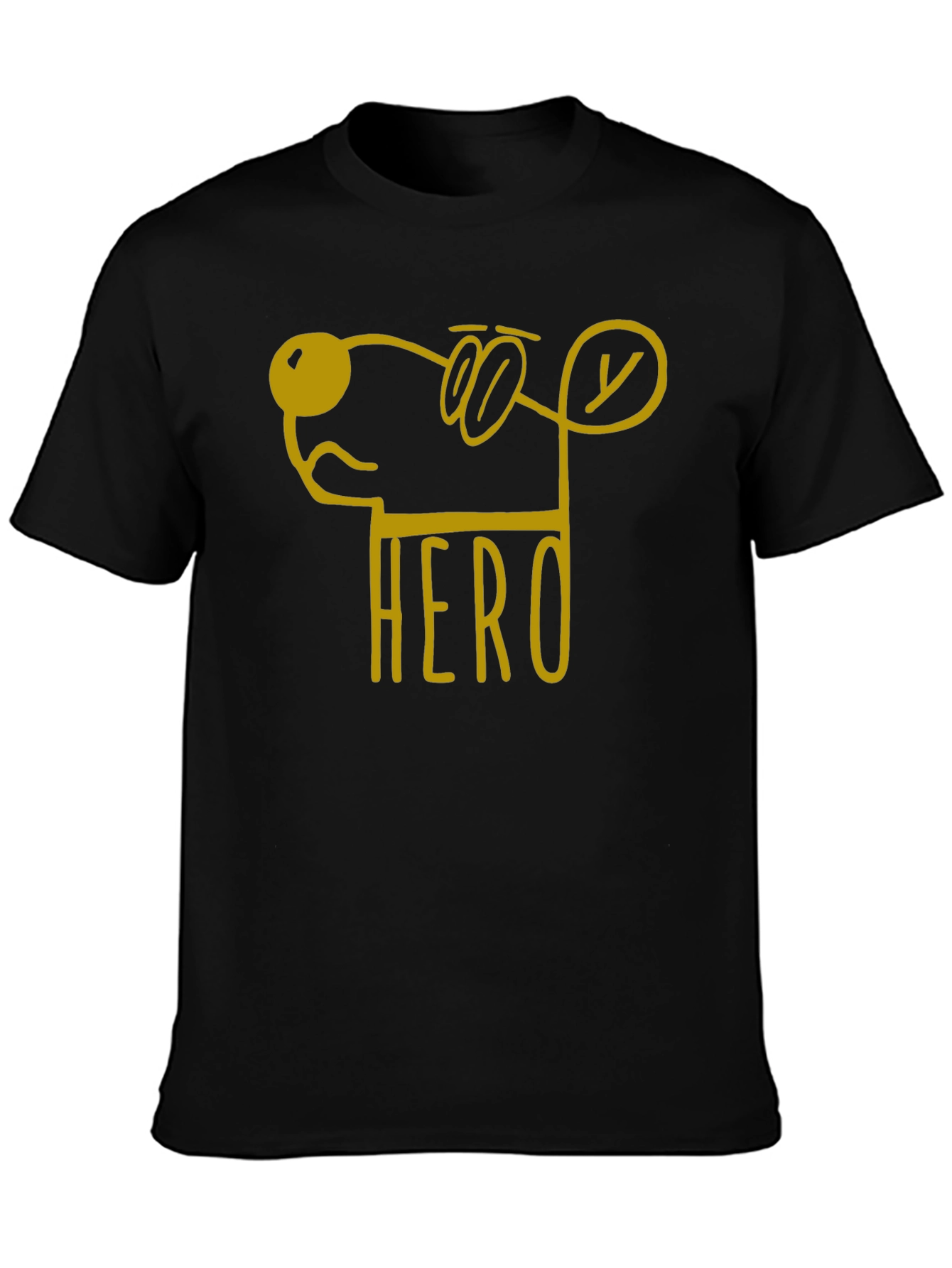 Hero Dog Cartoon Graphic Tee - Unisex Black T-Shirt