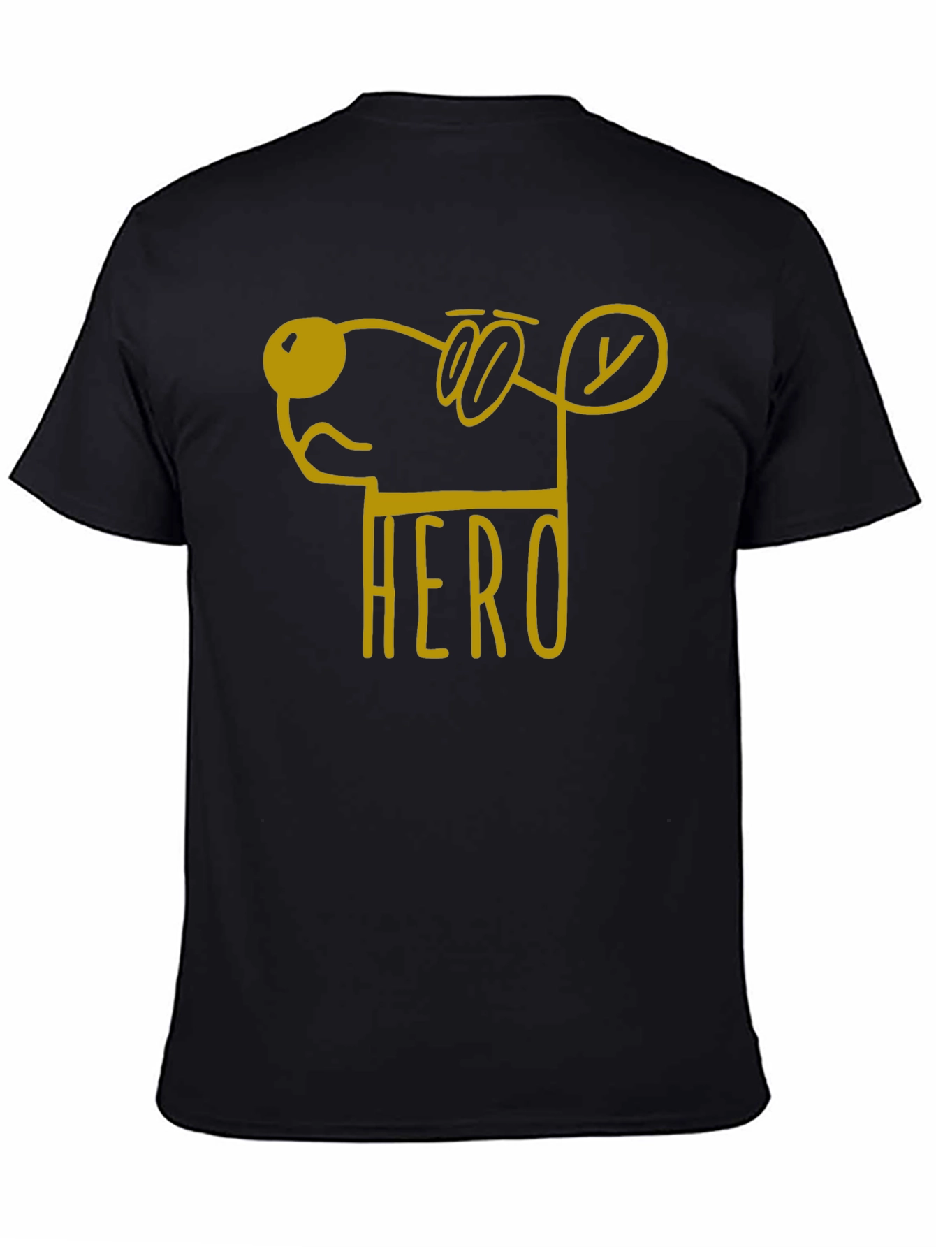 Hero Dog Cartoon Graphic Tee - Unisex Black T-Shirt