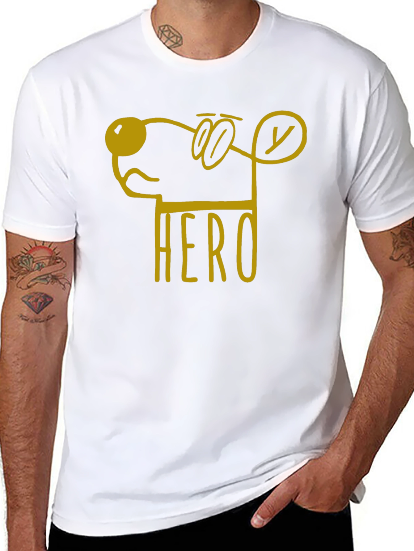 Hero Dog Cartoon Graphic Tee - Unisex Black T-Shirt