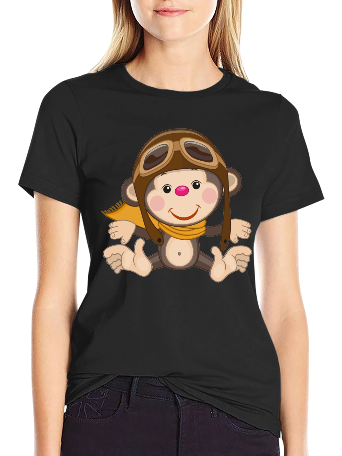 Monkey Pilot Graphic T-Shirt Novelty Print Tee