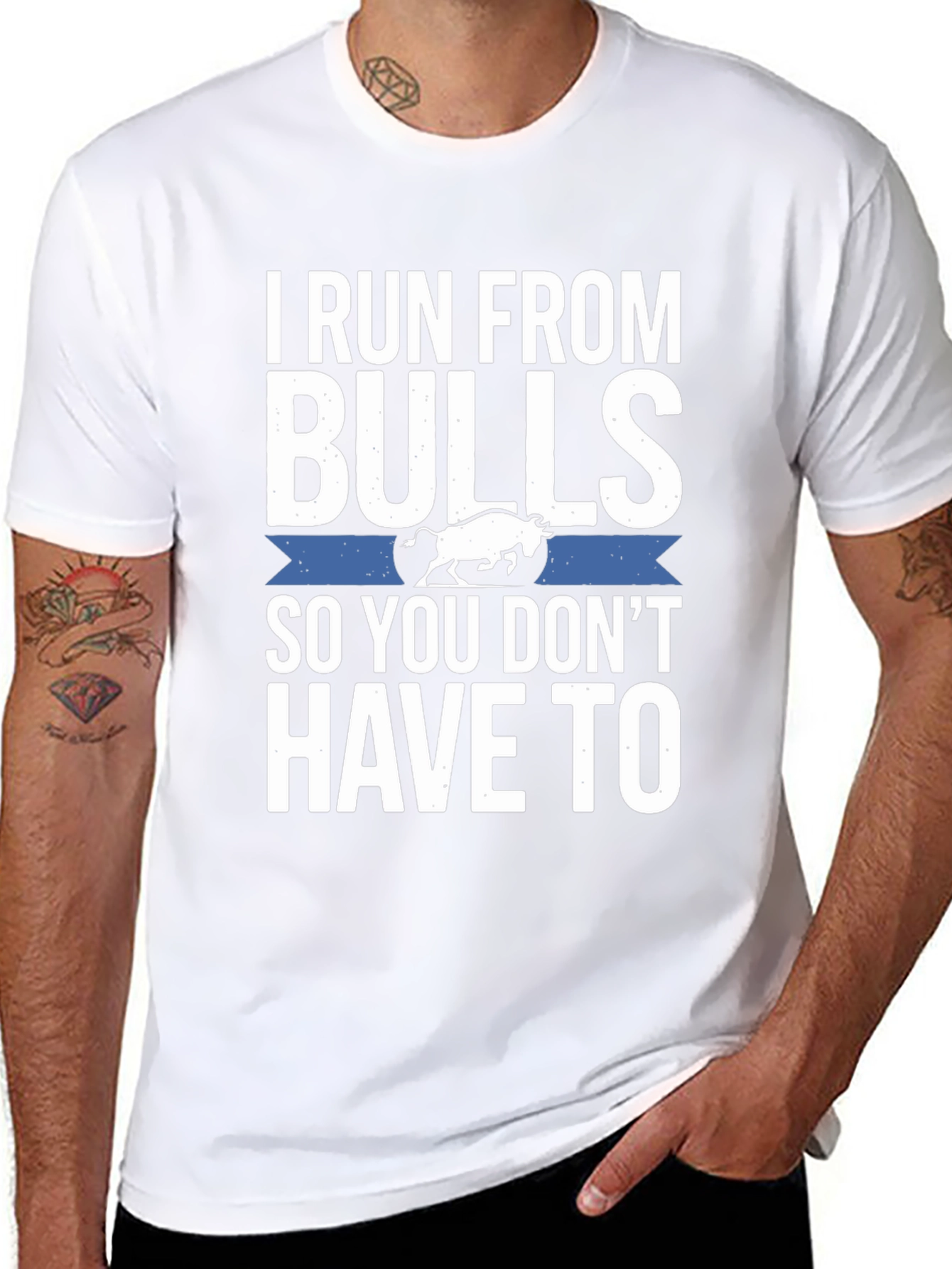 I Run From Bulls T-Shirt Funny Graphic Tee