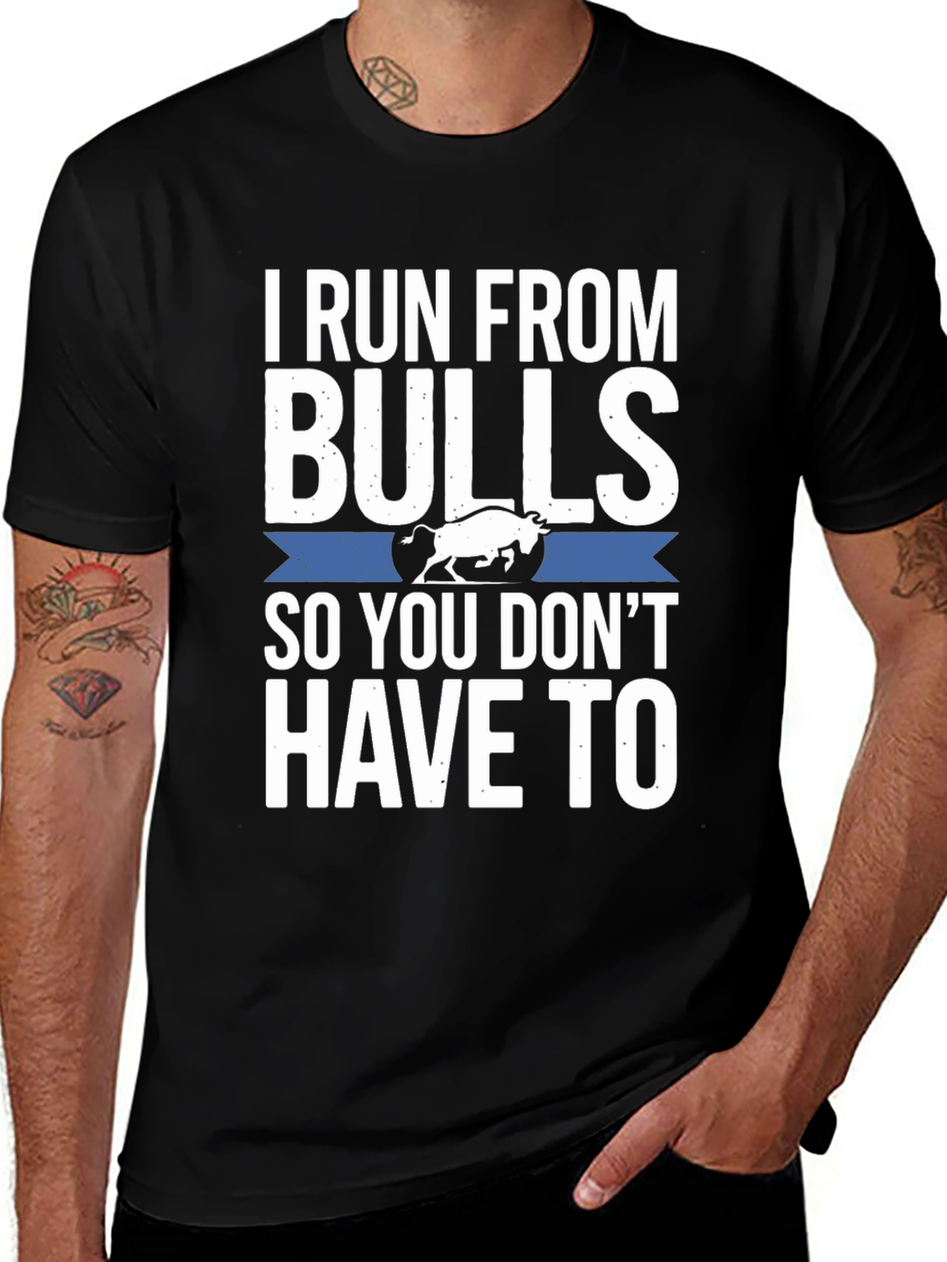 I Run From Bulls T-Shirt Funny Graphic Tee