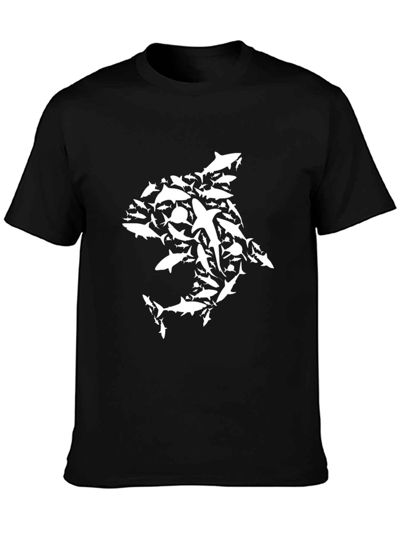 Shark Collage Graphic Tee - Black Cotton