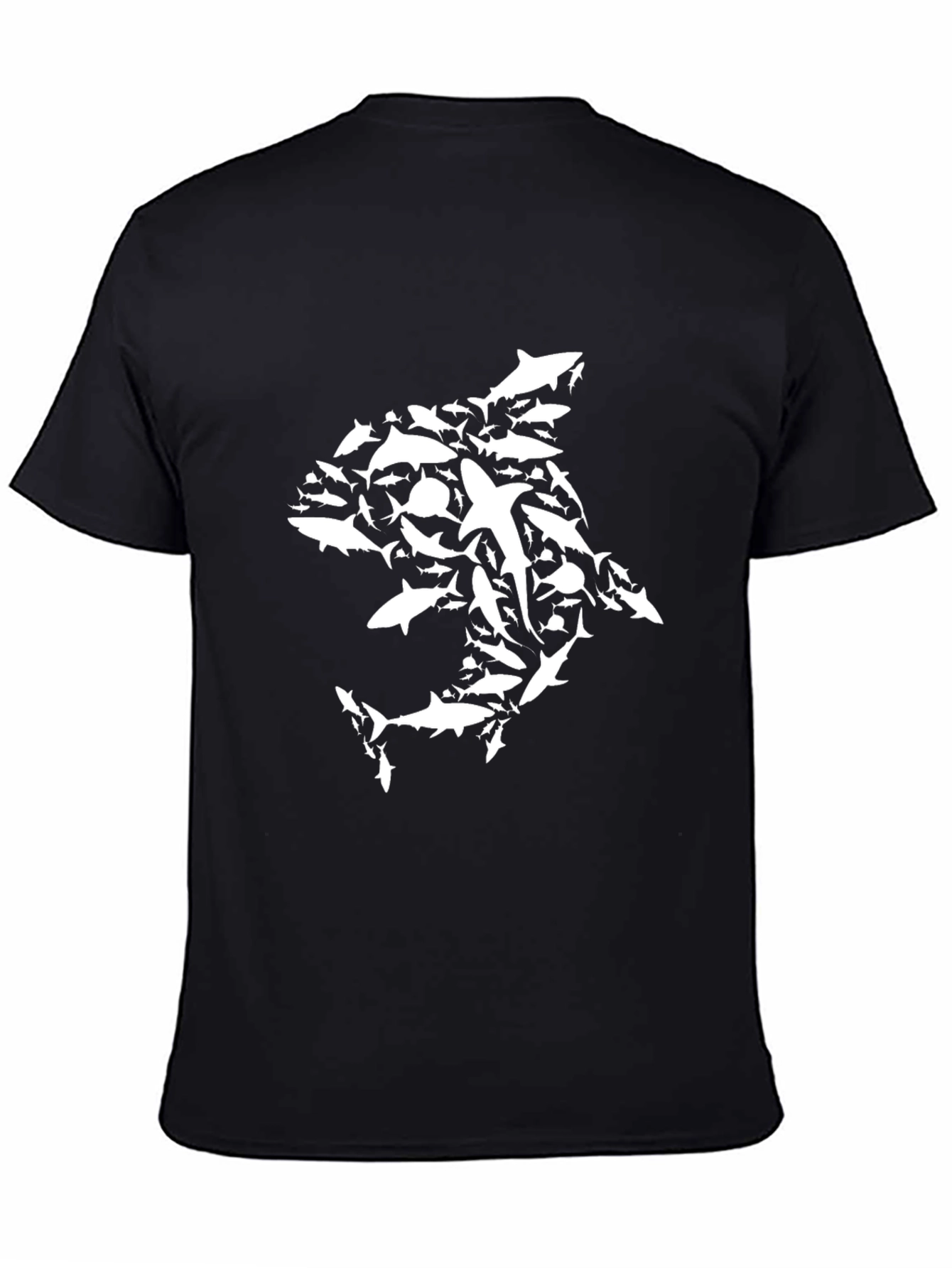 Shark Collage Graphic Tee - Black Cotton