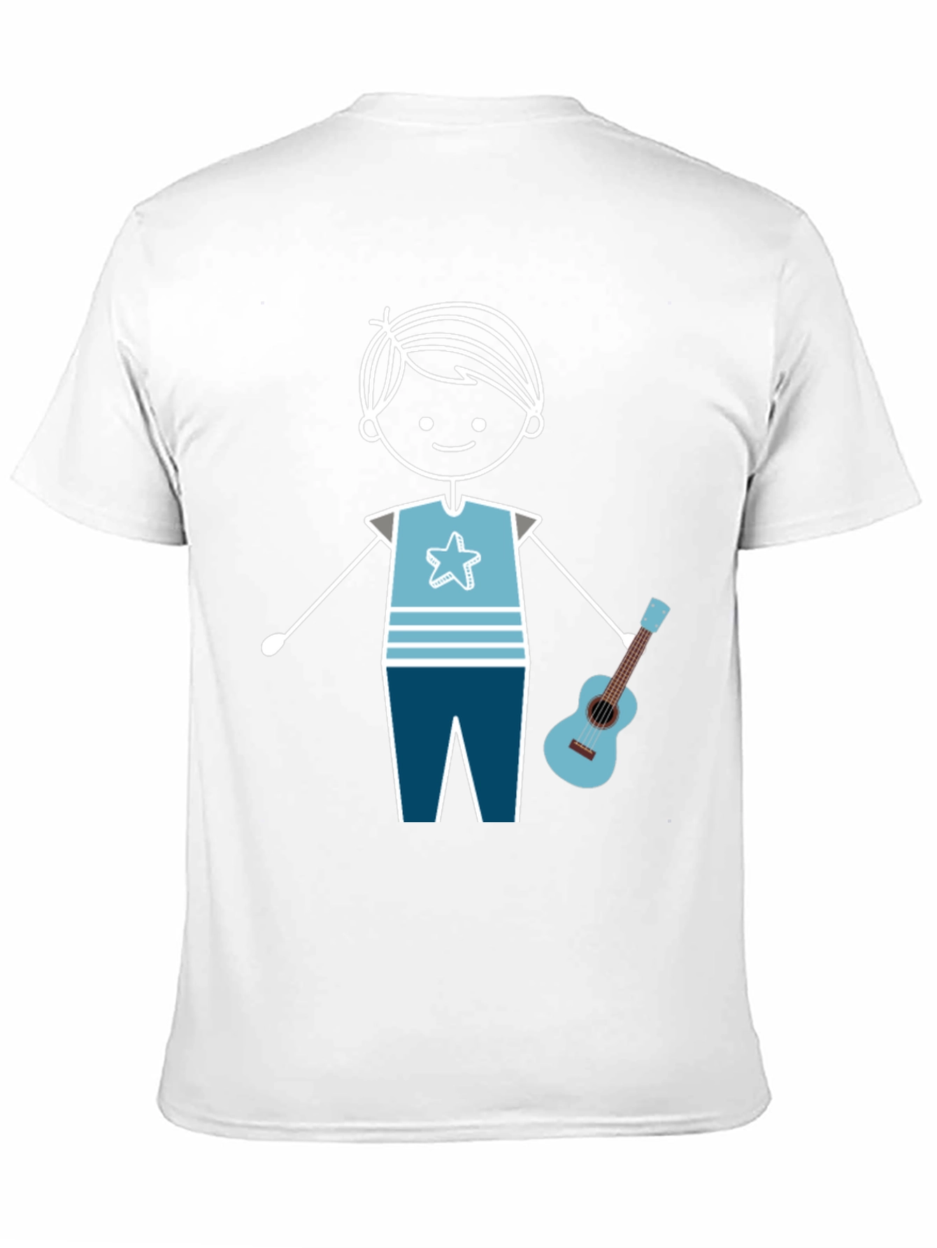 Cartoon Boy With Guitar Graphic T-Shirt