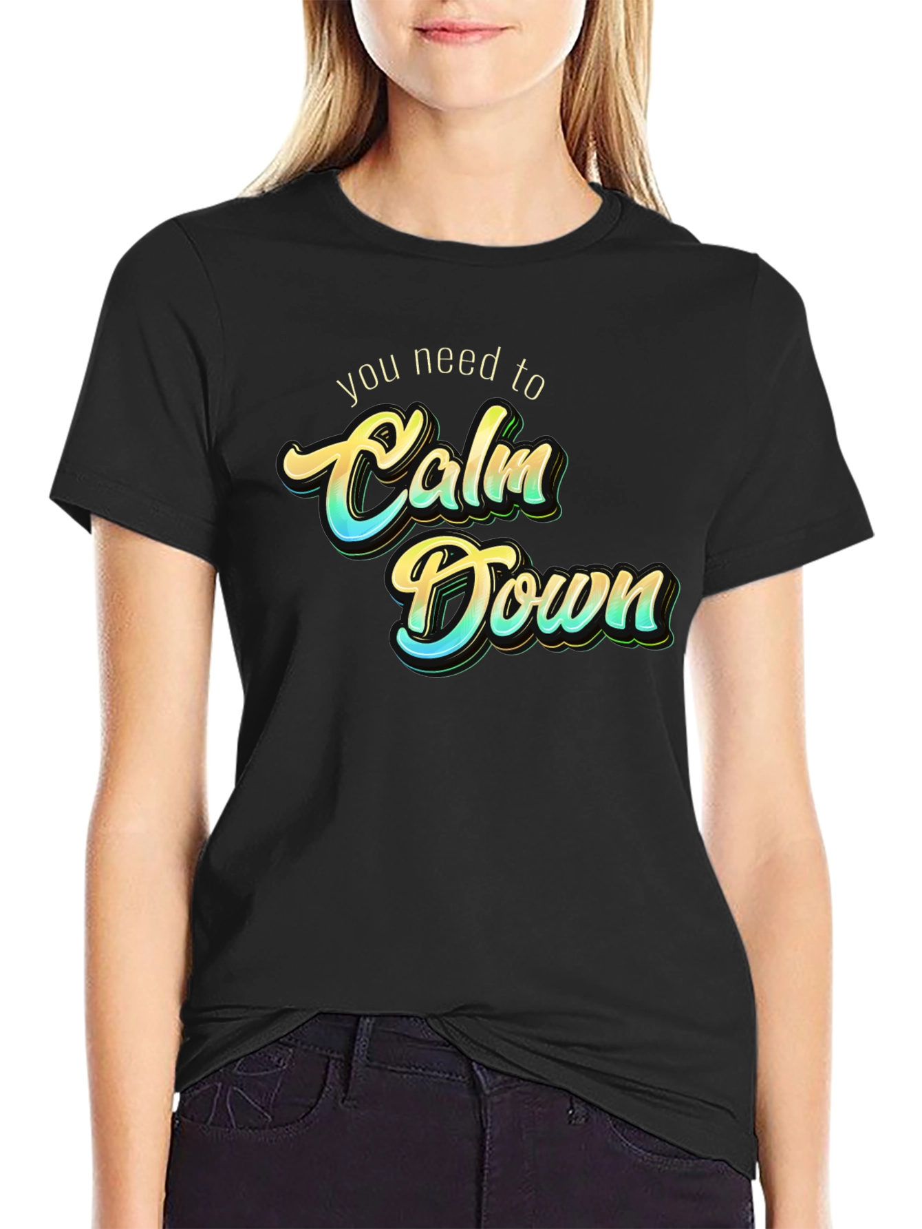 Calm Down Graphic Tee - Trendy Slogan T-Shirt