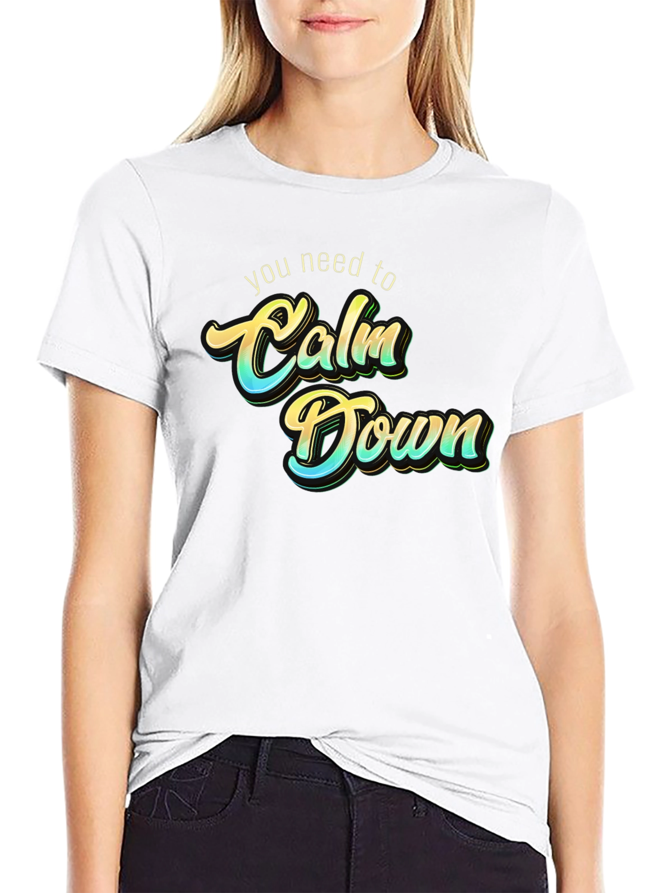 Calm Down Graphic Tee - Trendy Slogan T-Shirt