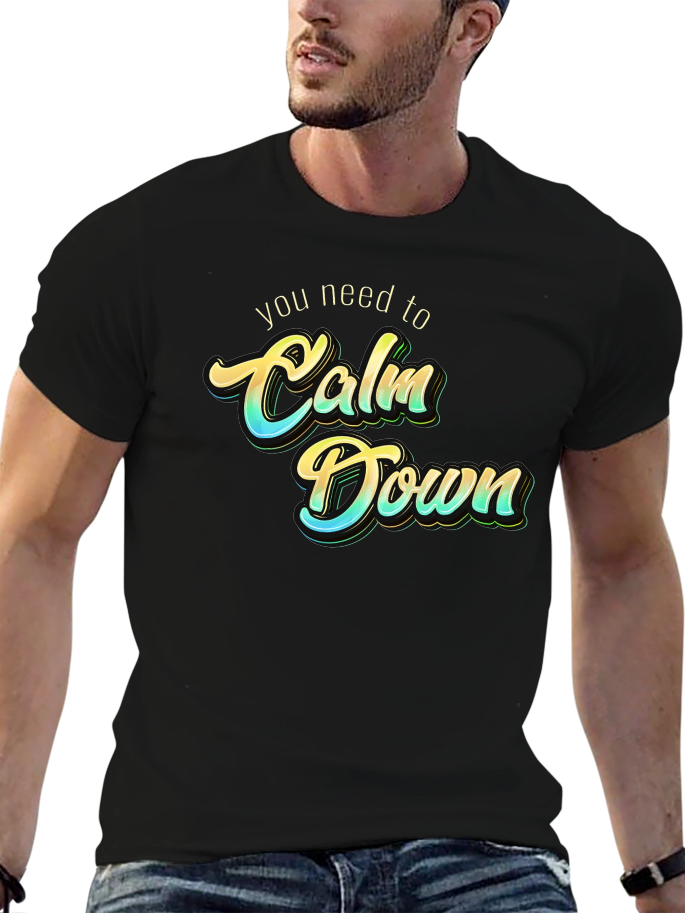 Calm Down Graphic Tee - Trendy Slogan T-Shirt
