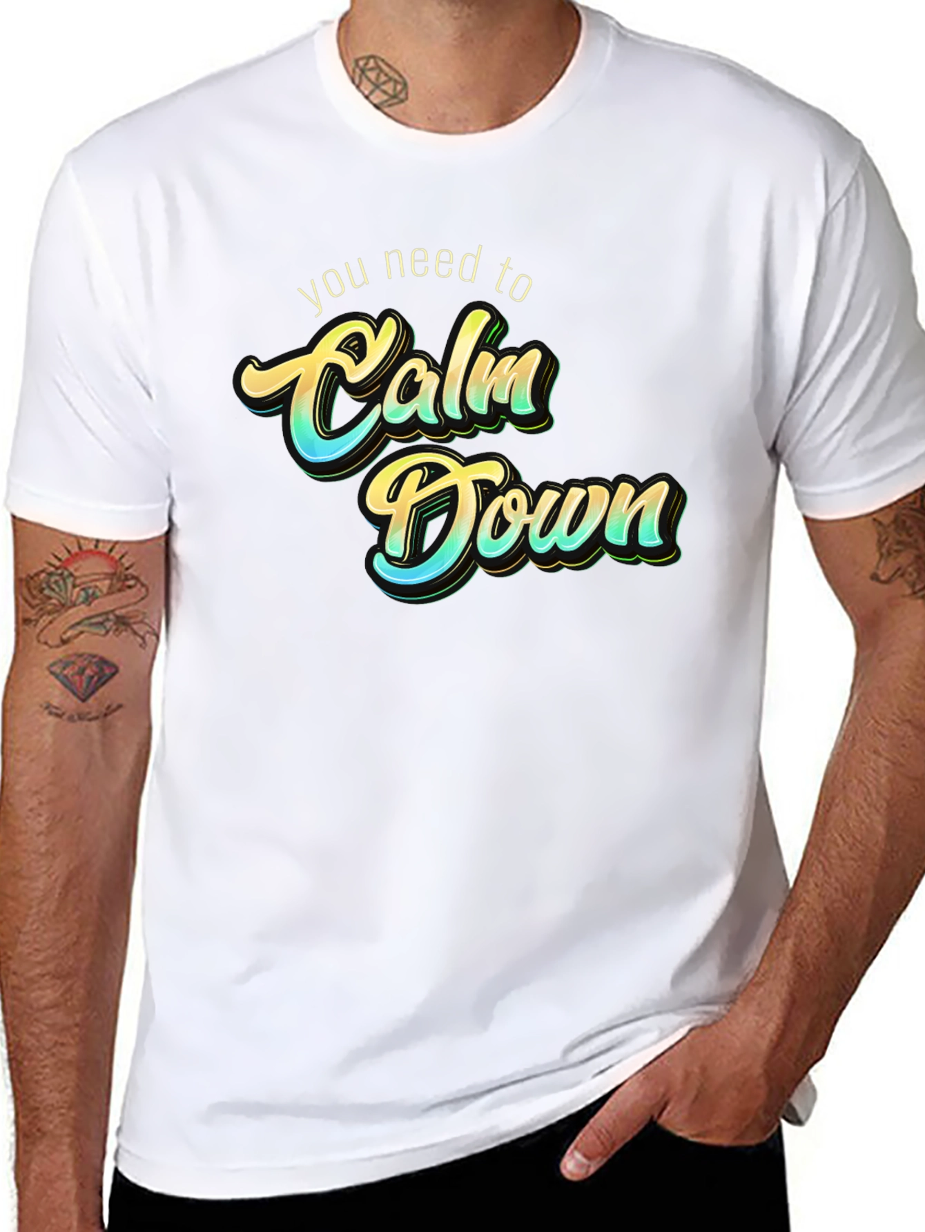 Calm Down Graphic Tee - Trendy Slogan T-Shirt
