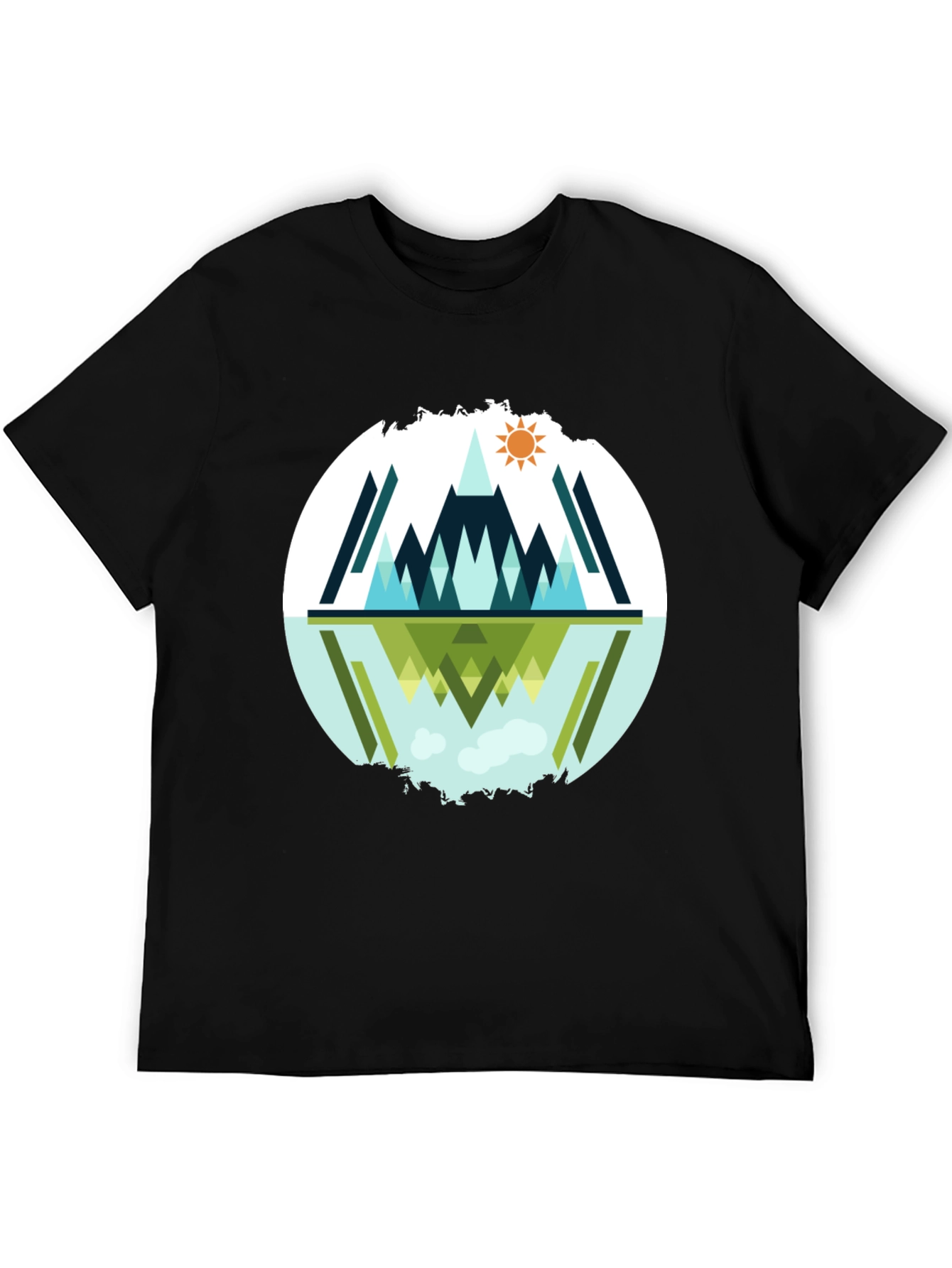 Geometric Mountain Reflection Graphic Tee