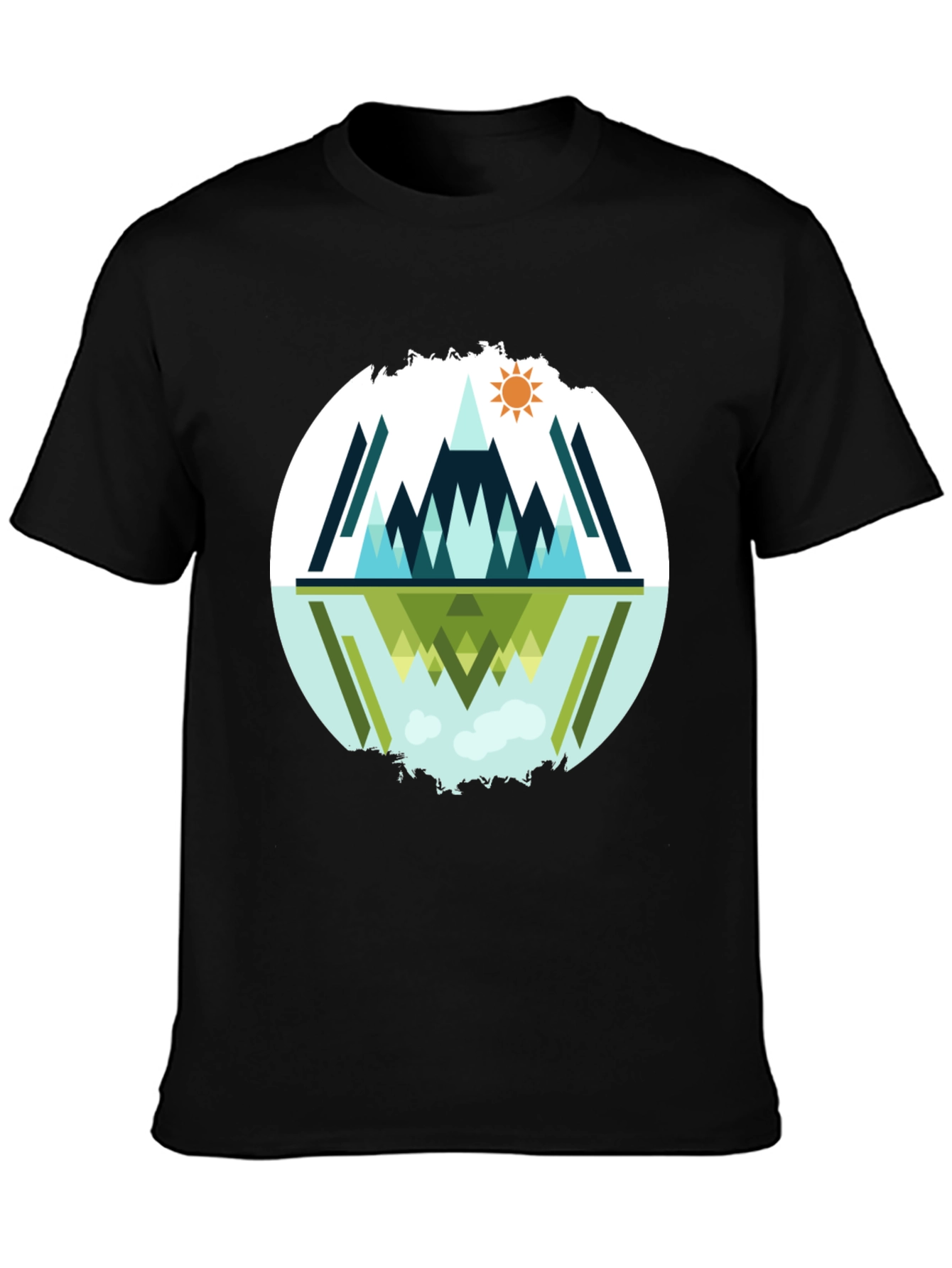 Geometric Mountain Reflection Graphic Tee