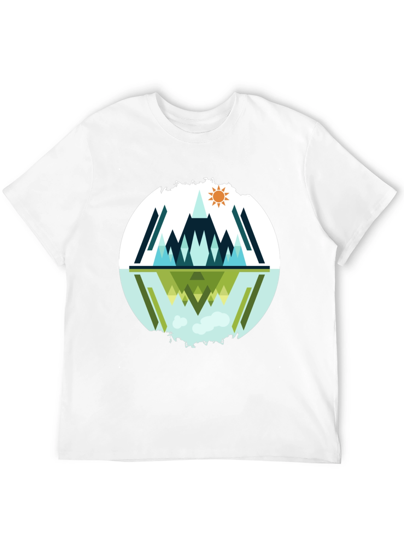 Geometric Mountain Reflection Graphic Tee