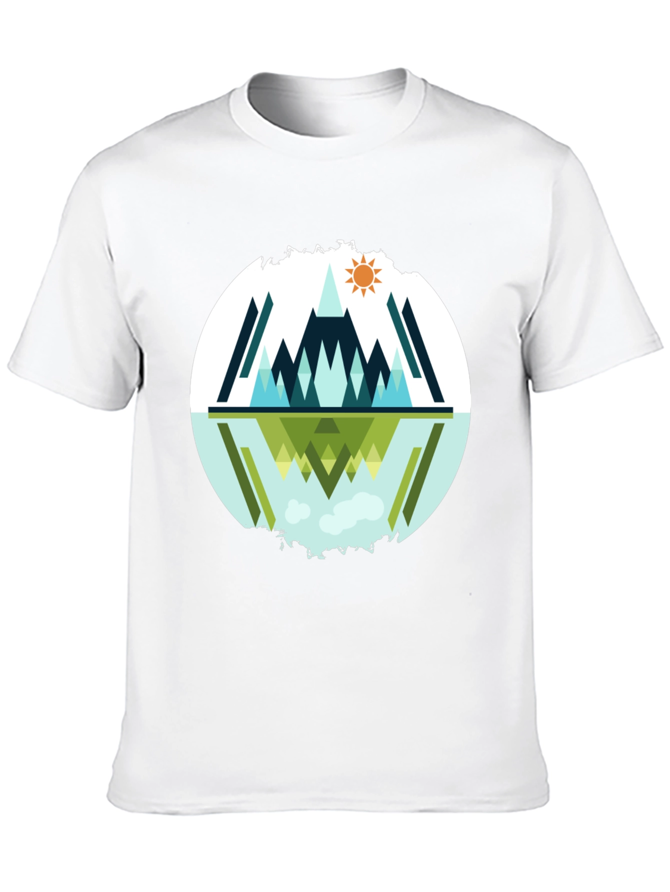 Geometric Mountain Reflection Graphic Tee