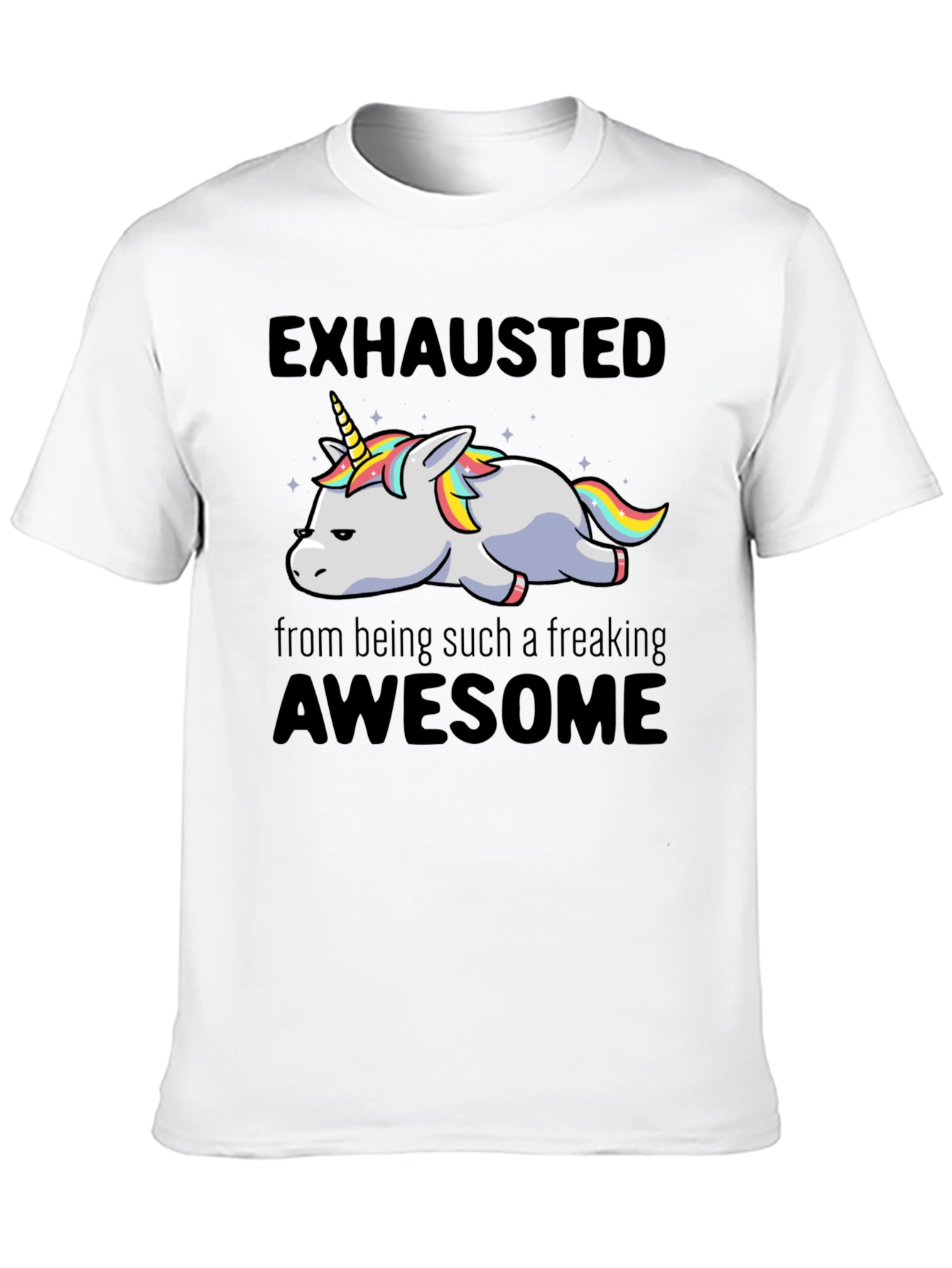 Exhausted Awesome Unicorn Graphic Tee